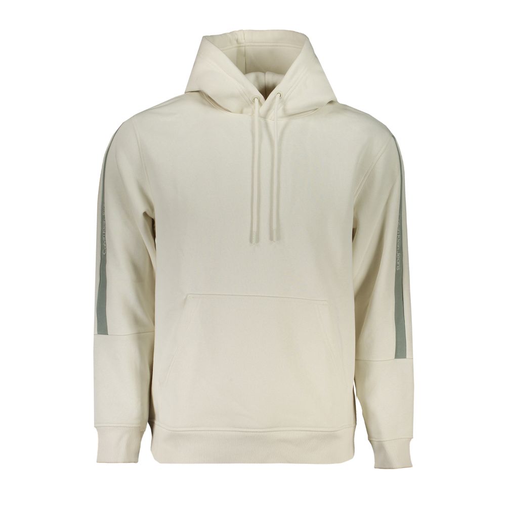White Cotton Men Sweater with Hood