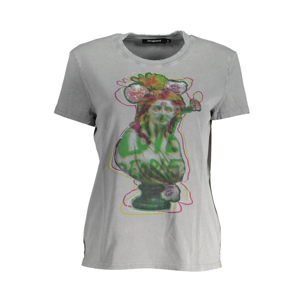 Gray Cotton Women T-Shirt