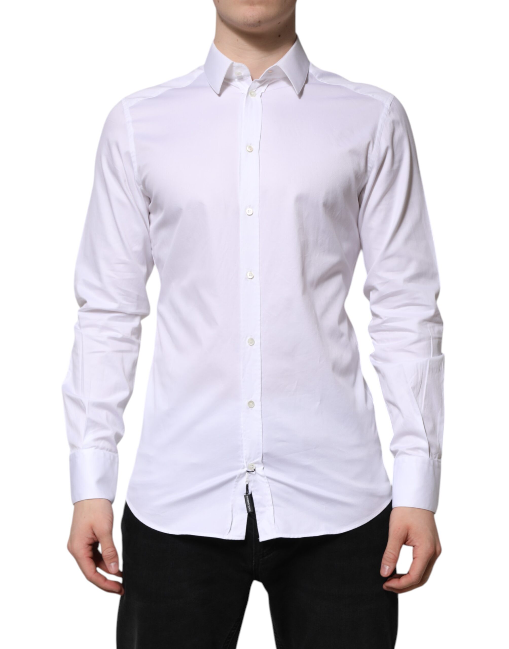 White Cotton GOLD Long Sleeve Men Dress Shirt