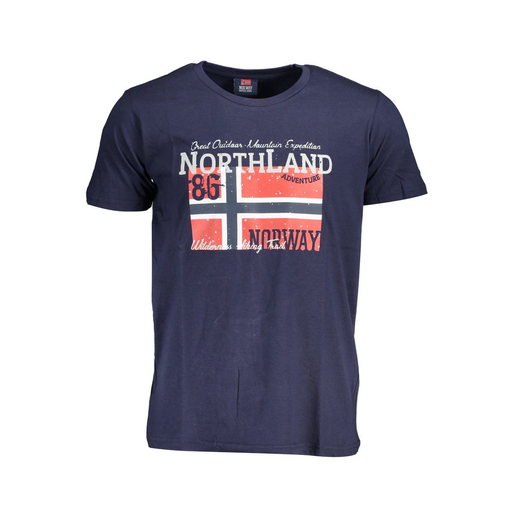 Blue Cotton Men T-Shirt