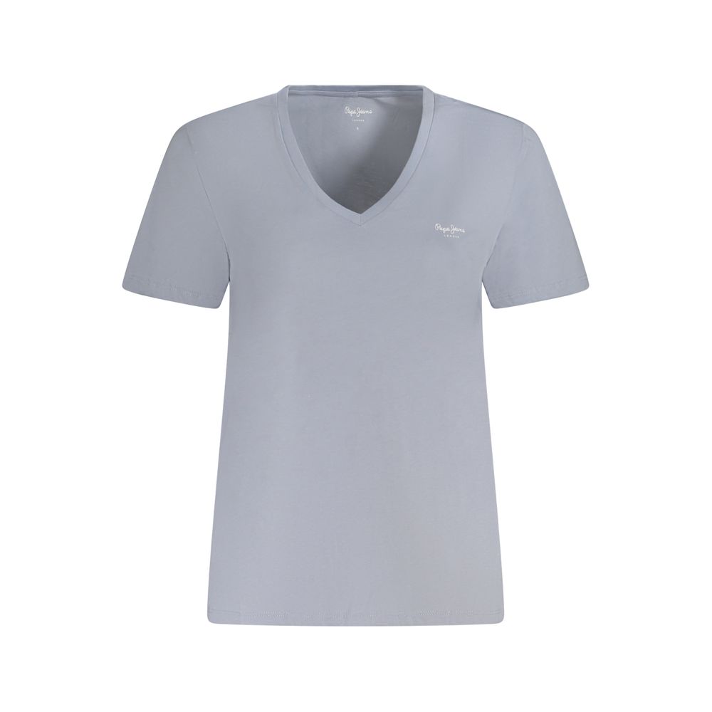 Light Blue Cotton Women T-Shirt