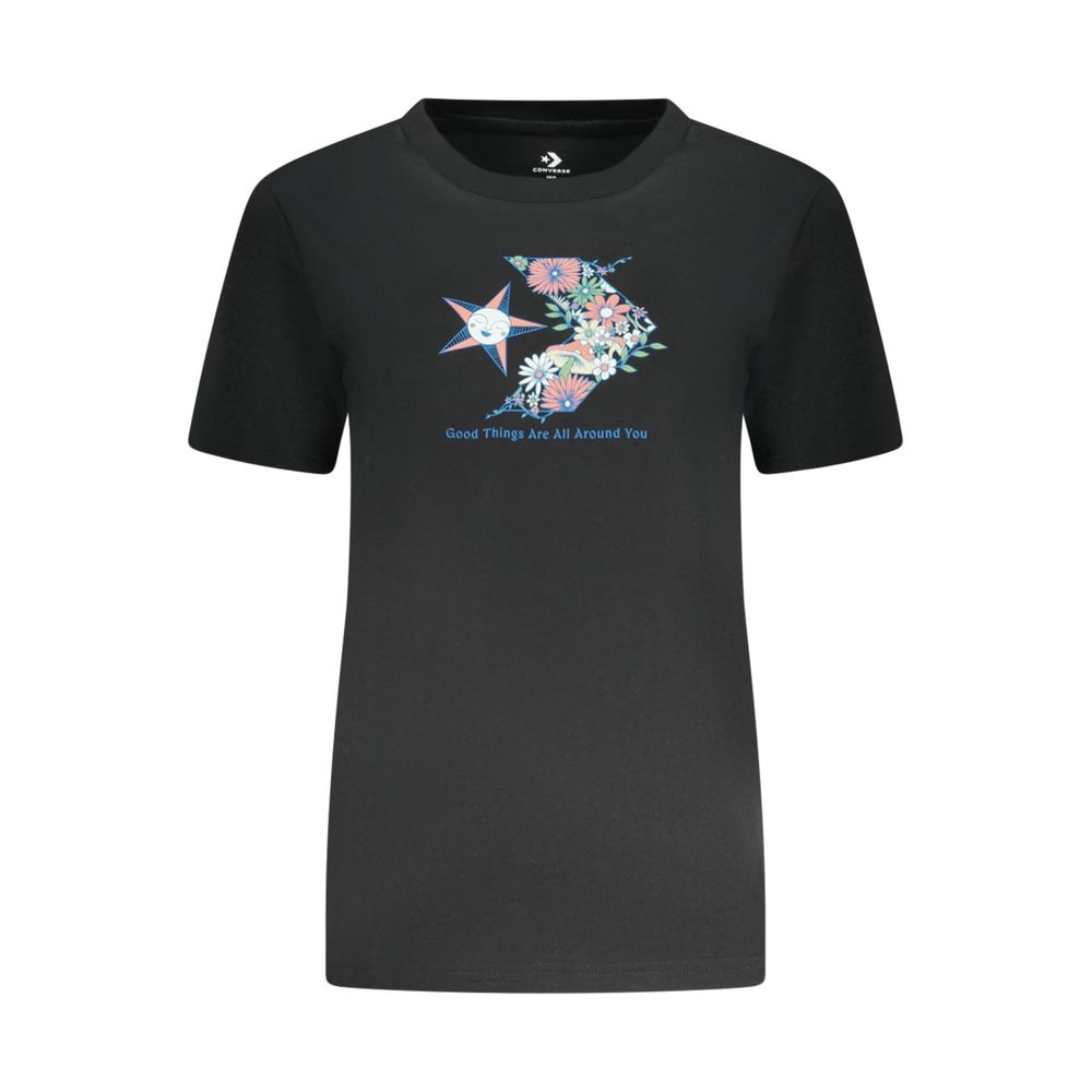 Black Cotton Women T-Shirt
