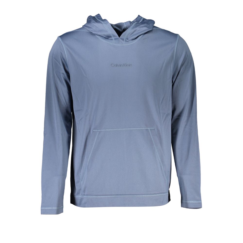 Blue Polyester Men's Hooded Sweater