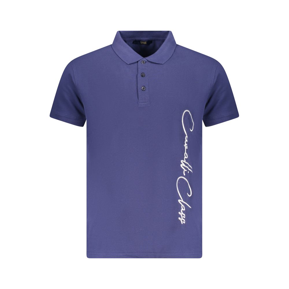 Blue Cotton Men Polo Shirt