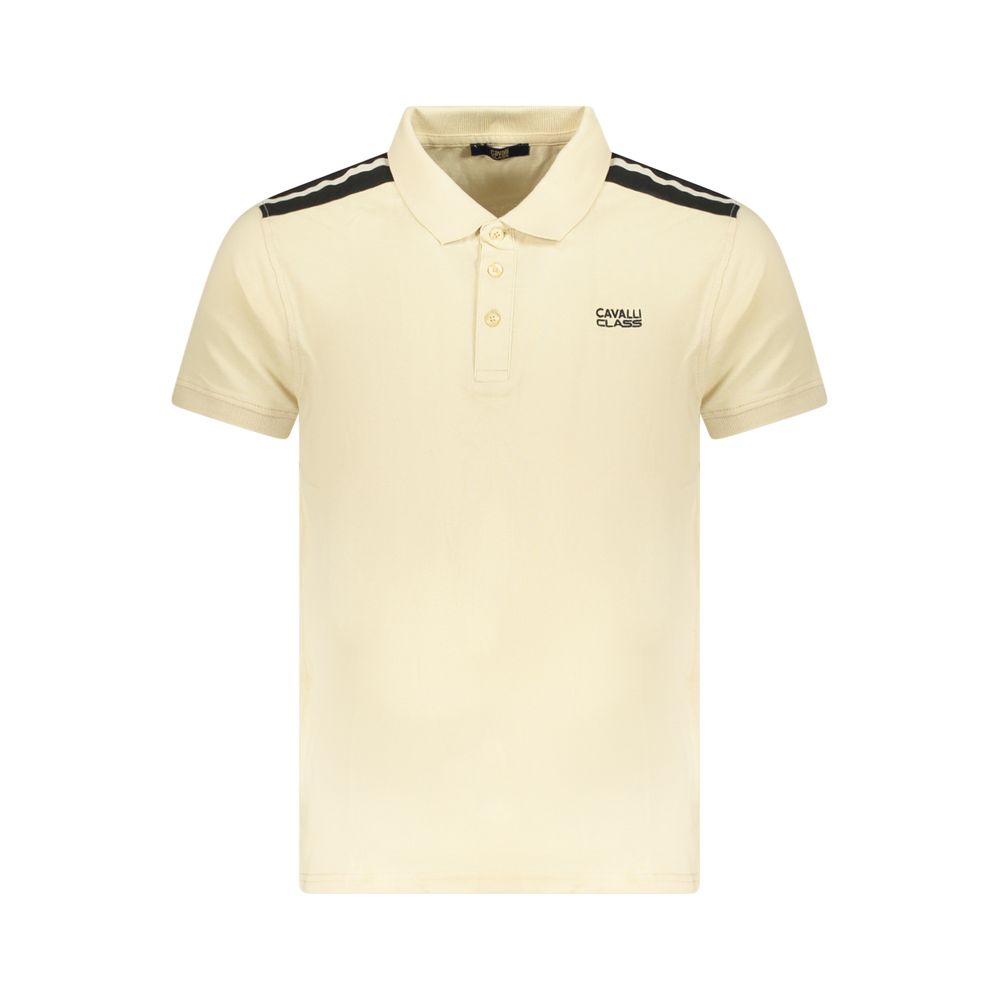 Beige Cotton Men Polo Shirt