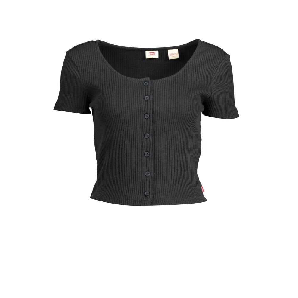 Black Cotton Women T-Shirt