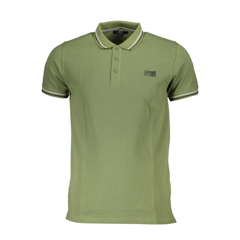 Green Cotton Men Polo Shirt