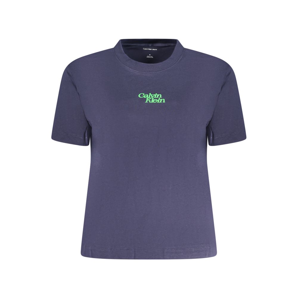 Blue Cotton Women T-Shirt