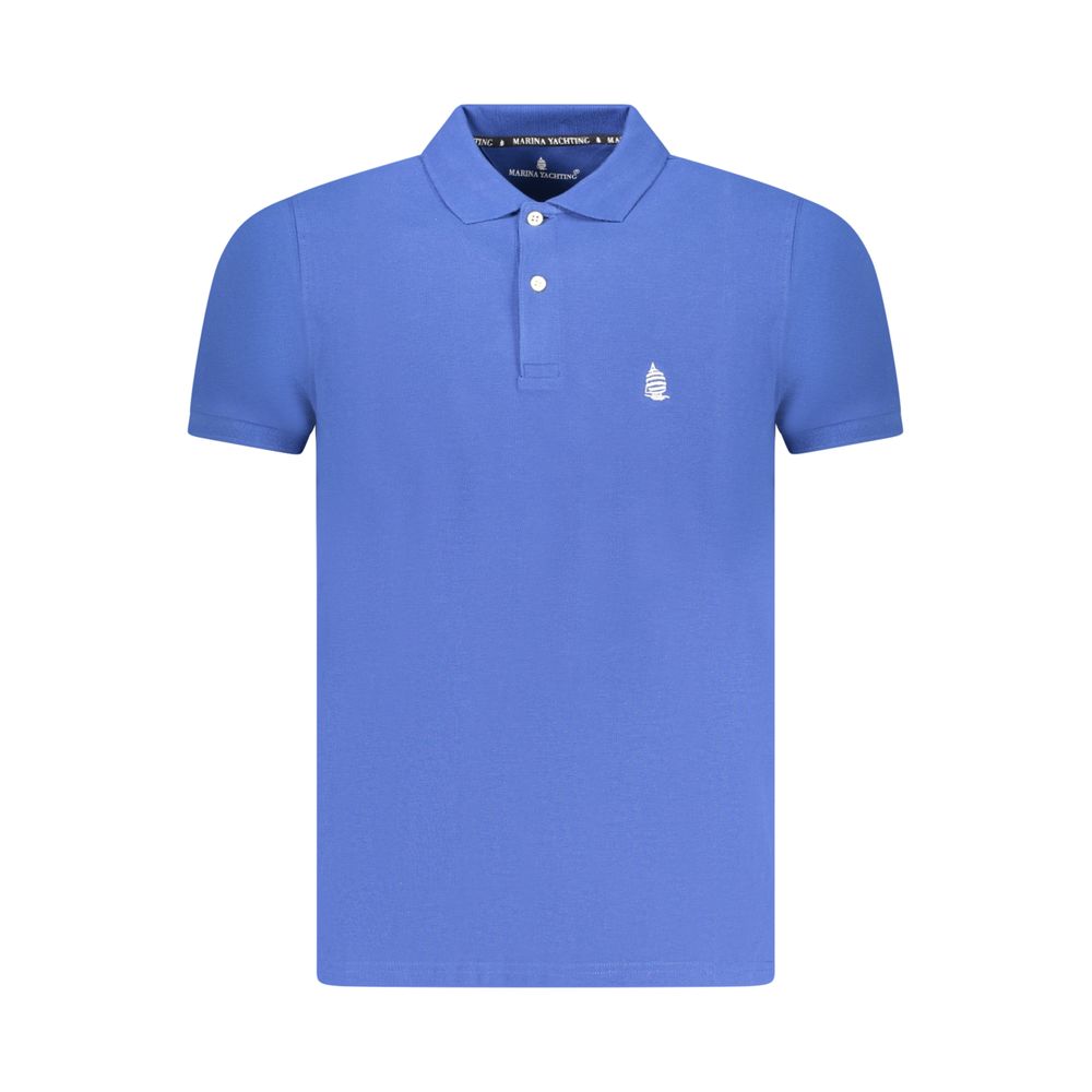 Blue Cotton Men Polo Shirt