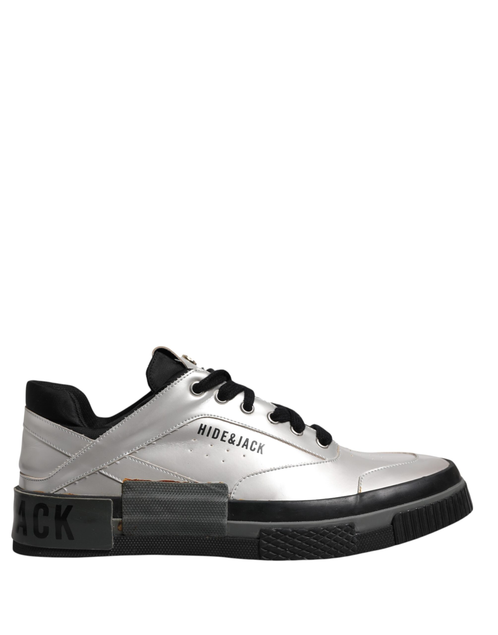HIDE JACK Metallic Silver Low Top Lace Up Sneakers Men's Shoes (Pre-Owned)