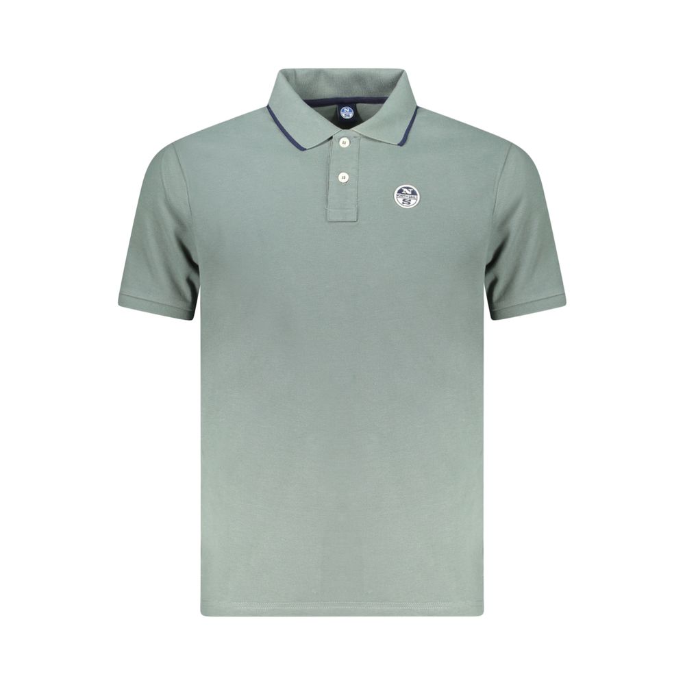 Green Cotton Men Polo Shirt
