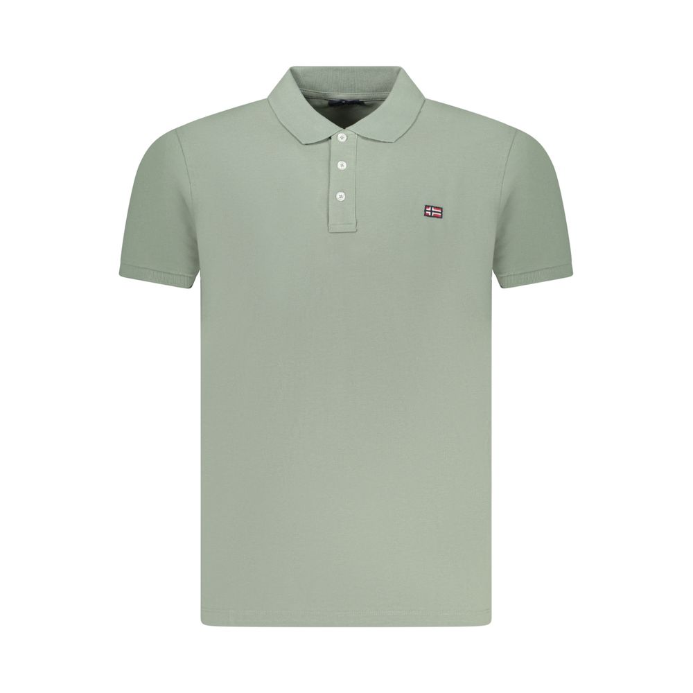 Green Cotton Men Polo Shirt
