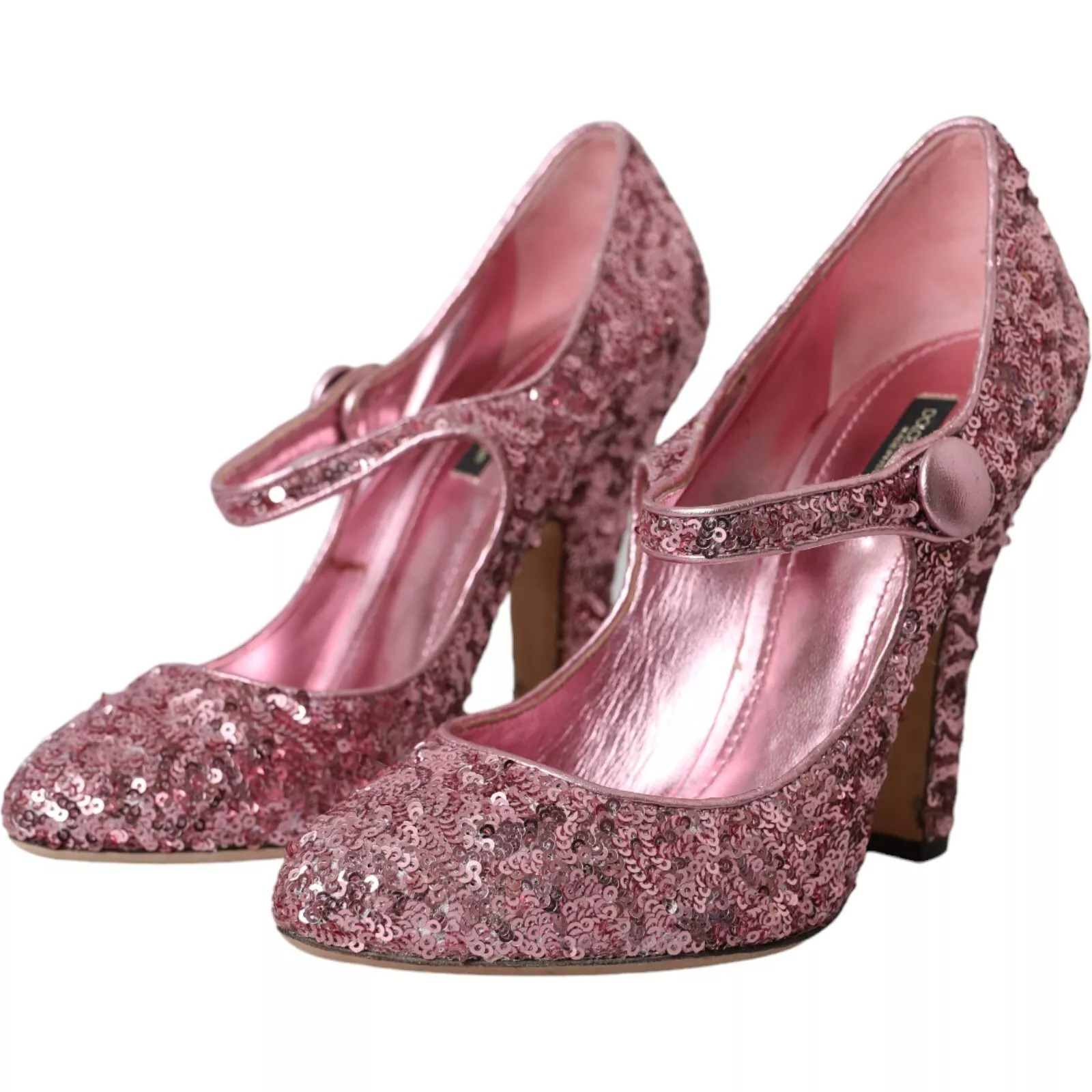 Pink Sequin Mary Jane Pumps High Heels Shoes
