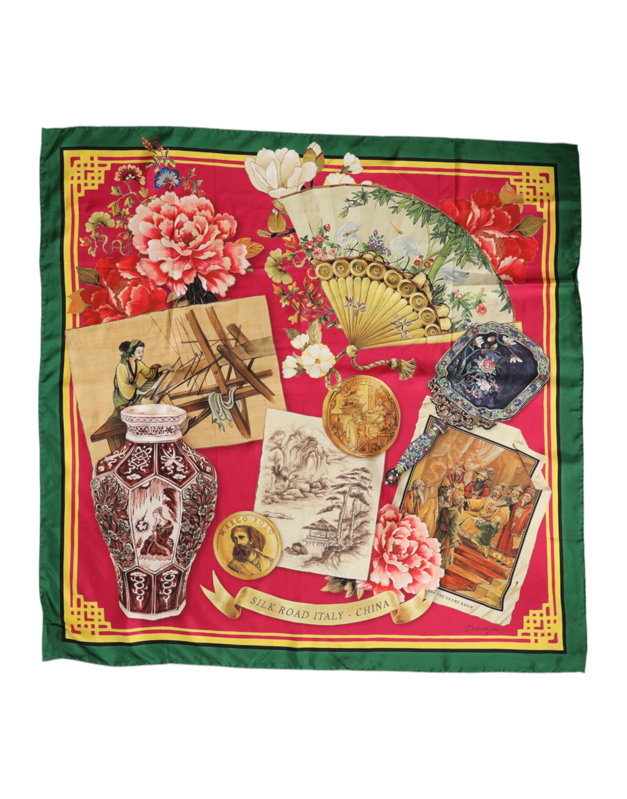 Multicolor Printed Silk Square Foulard Scarf