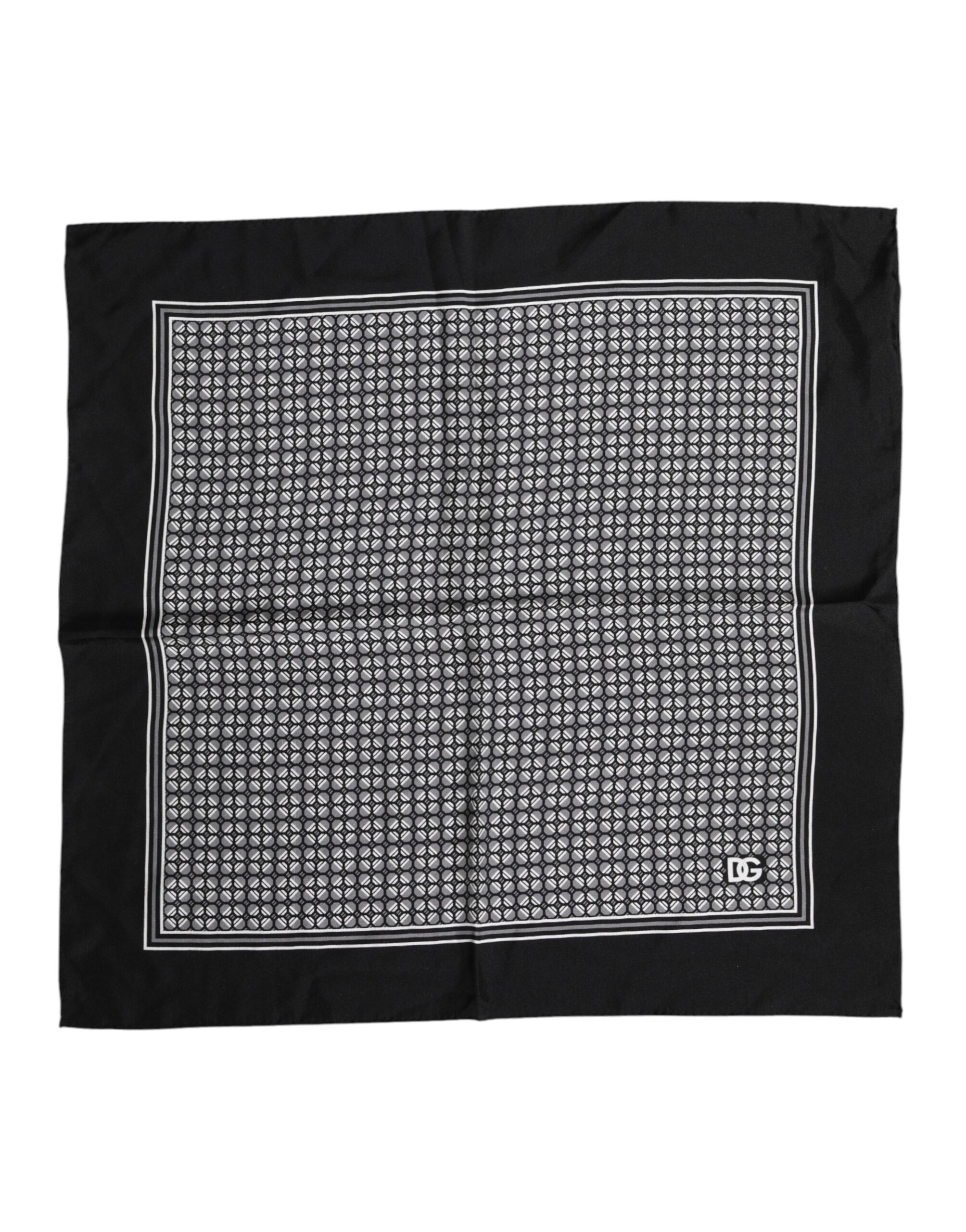 Black White Patterned Square Foulard Scarf