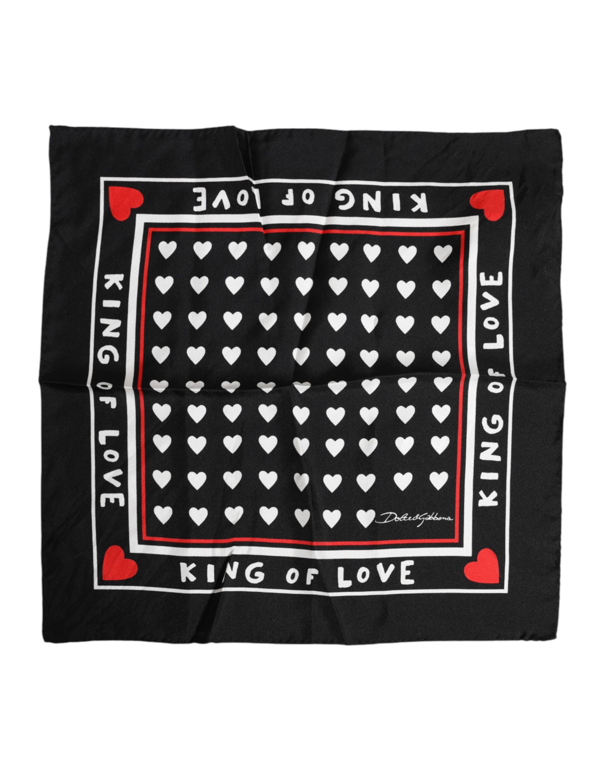 Black Printed Silk Square Men Foulard Scarf