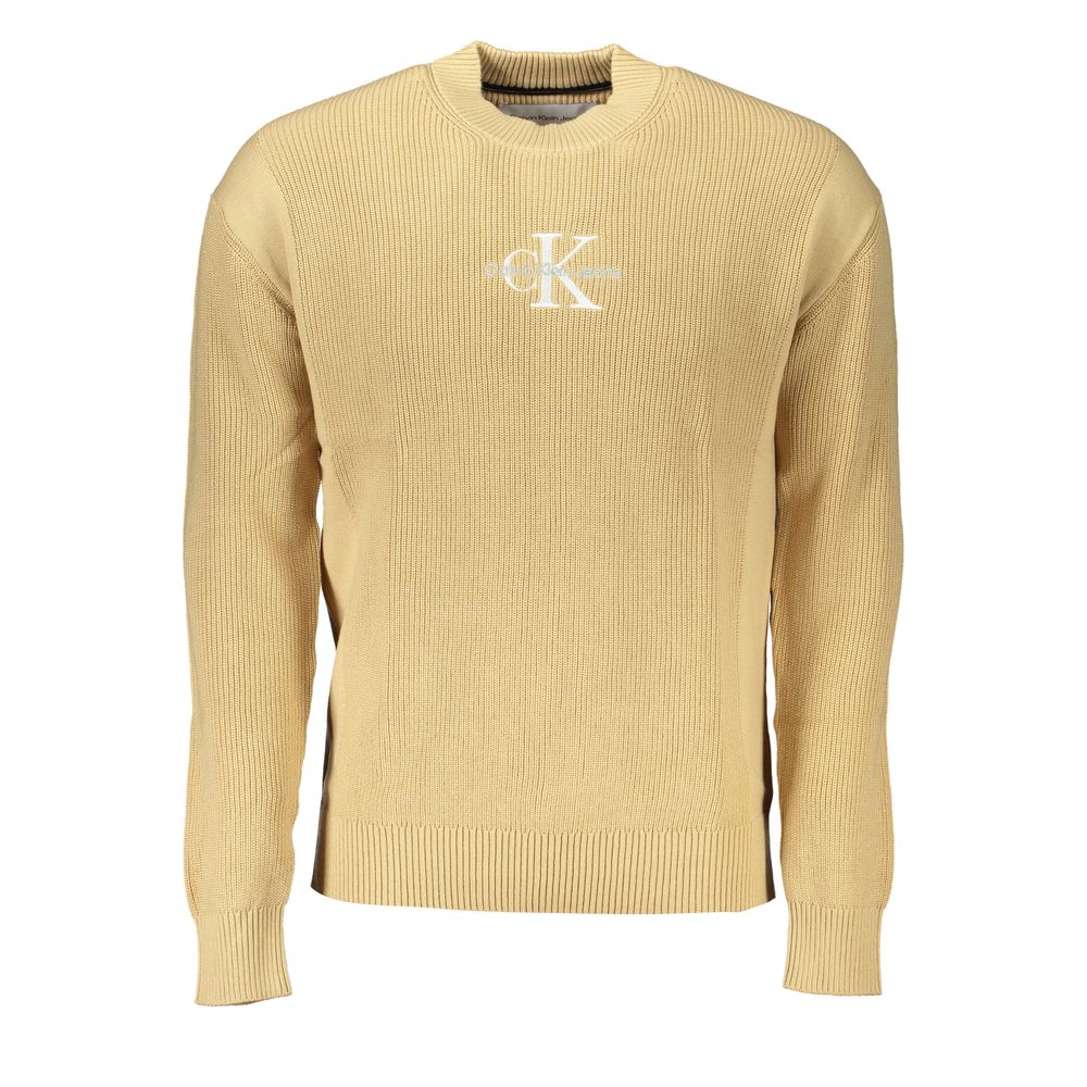 Beige Cotton Men Sweater