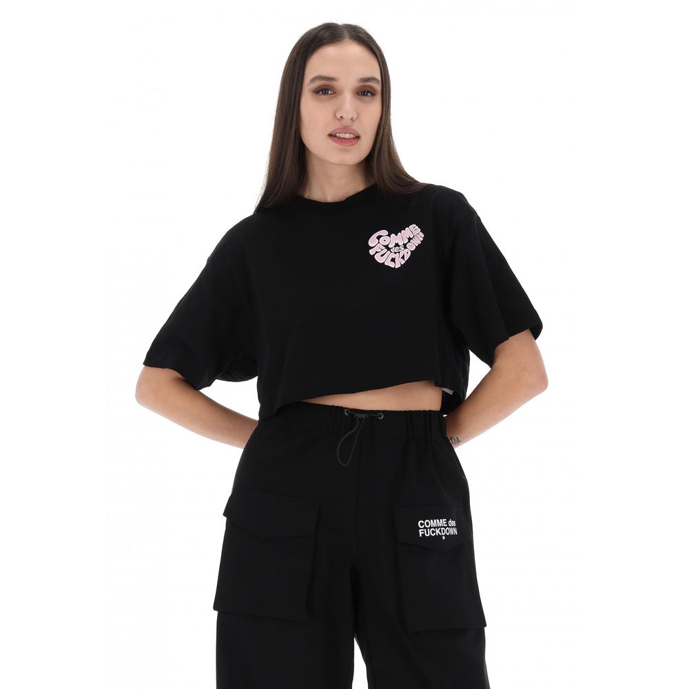 Black Cotton Women T-Shirt