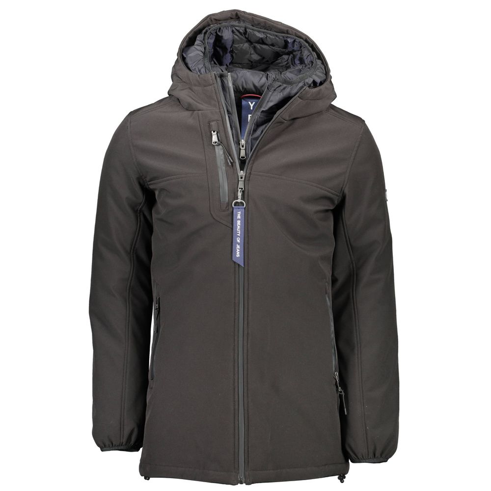 Black Polyester Men Jacket