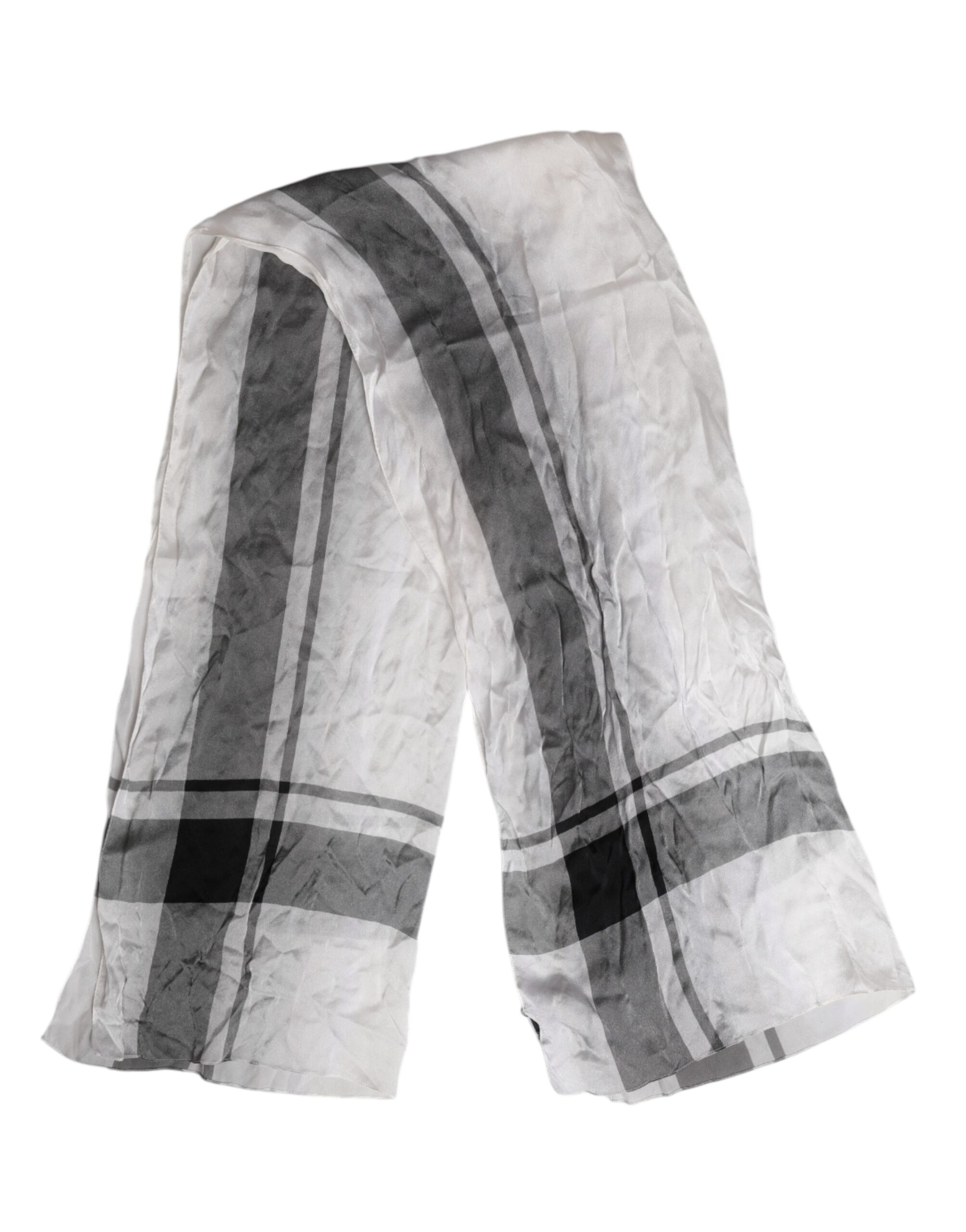 White Black Silk Warmer Wrap Foulard Scarf