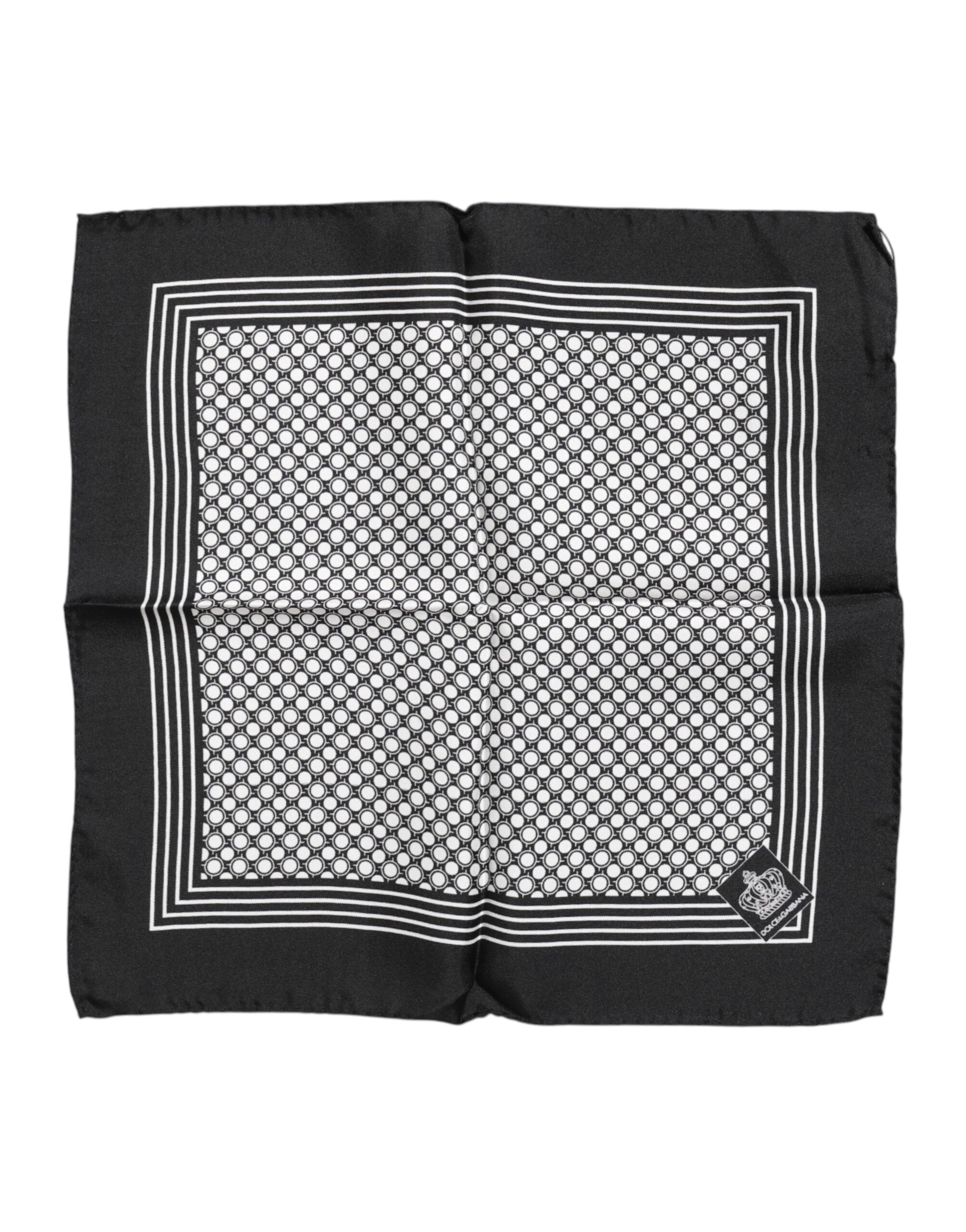 Black White Patterned Square Men Foulard Scarf