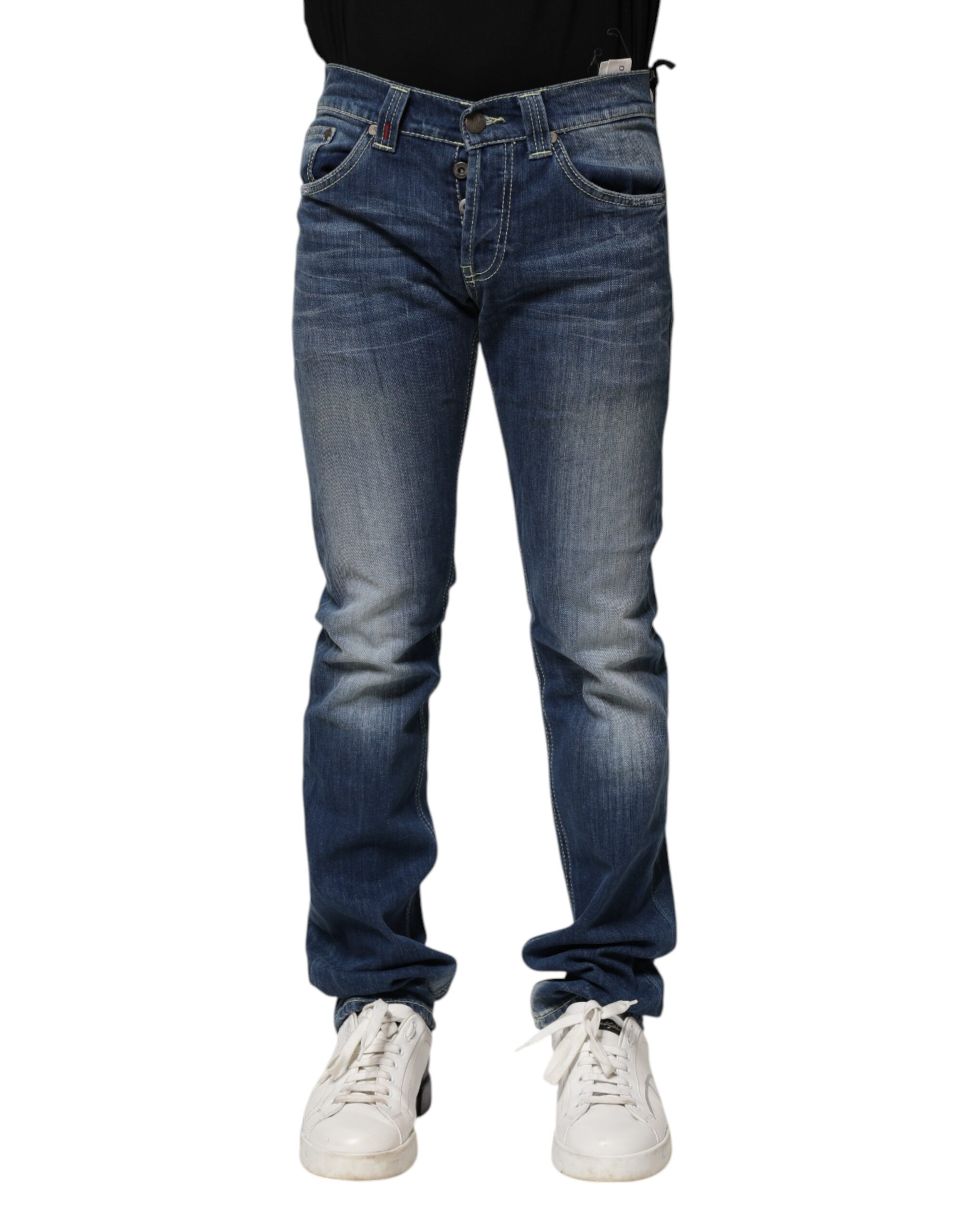 Blue Washed Skinny Fit Casual Men Denim Jeans