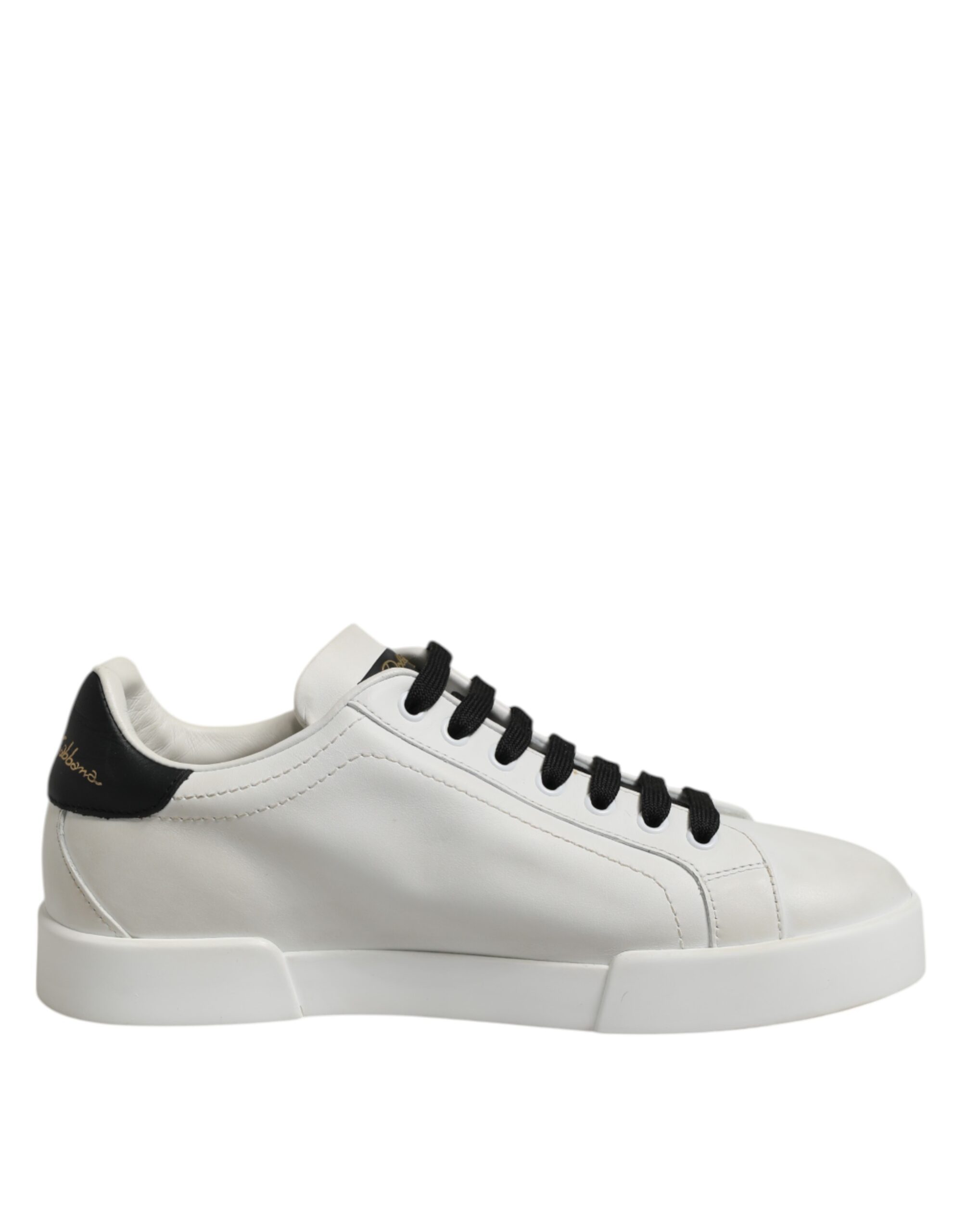 White Black Leather Lace Up Sneakers Shoes
