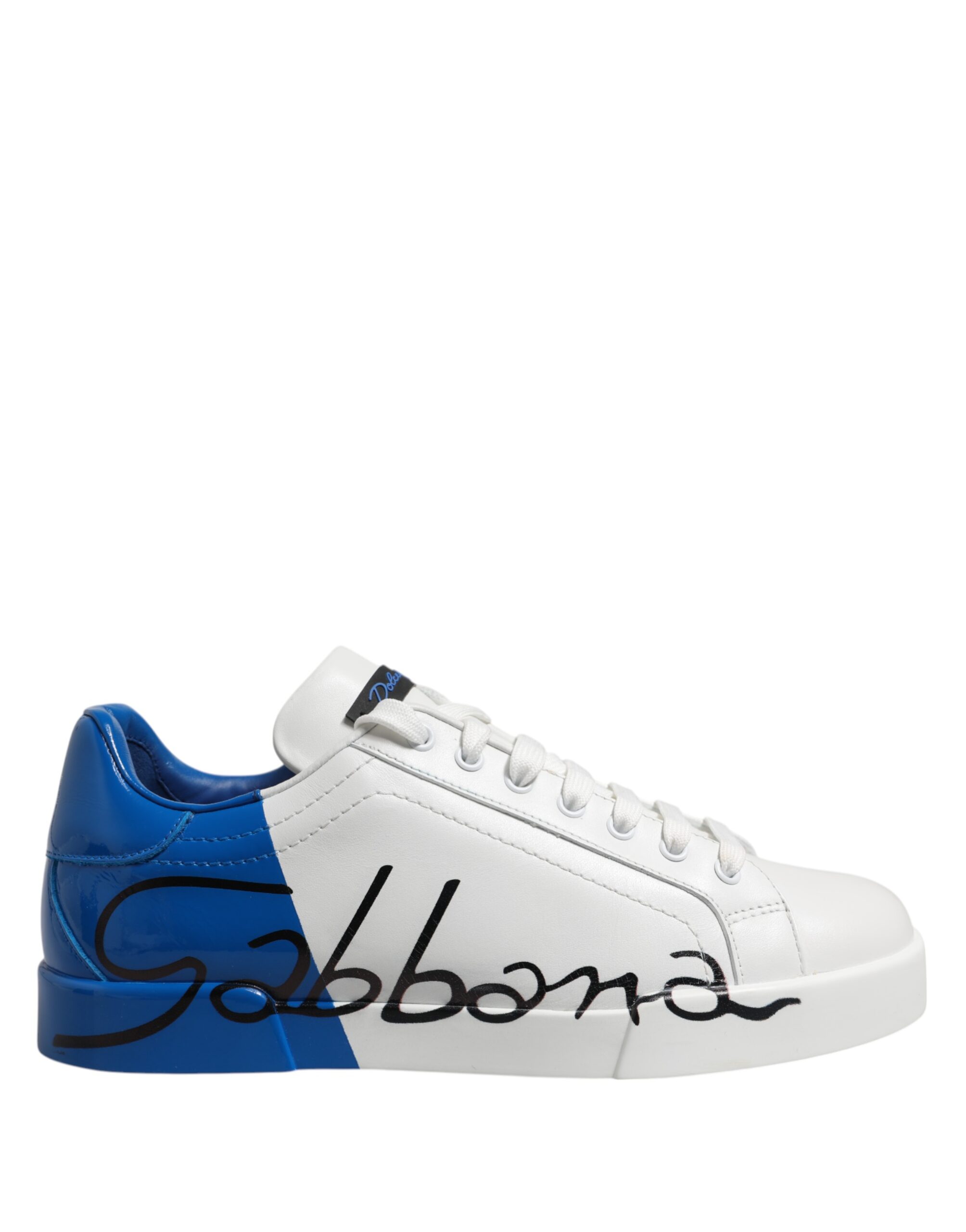 White Blue Low Top Leather Sneakers Shoes