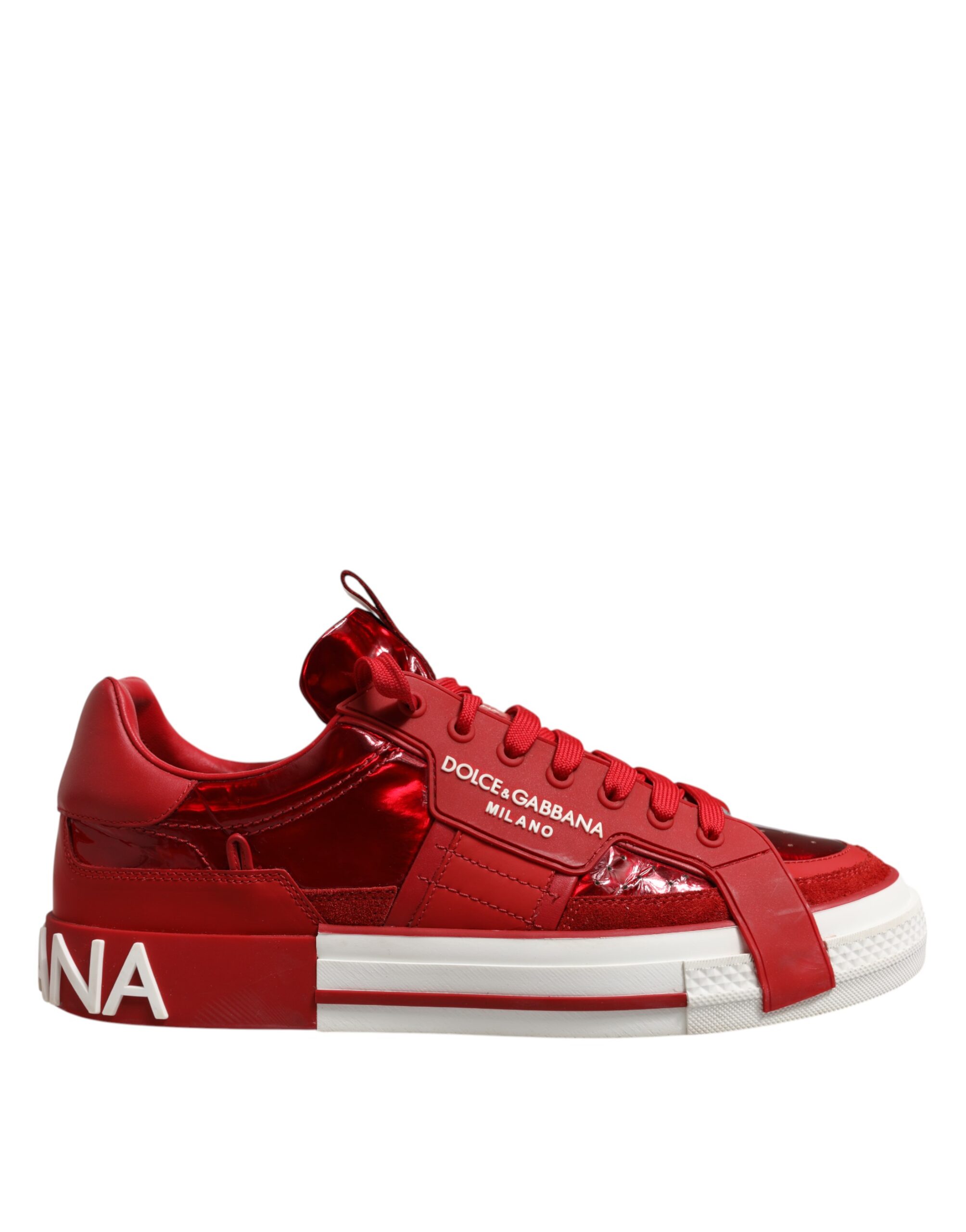 Red Logo Lace Up Low Top Men Sneakers Shoes