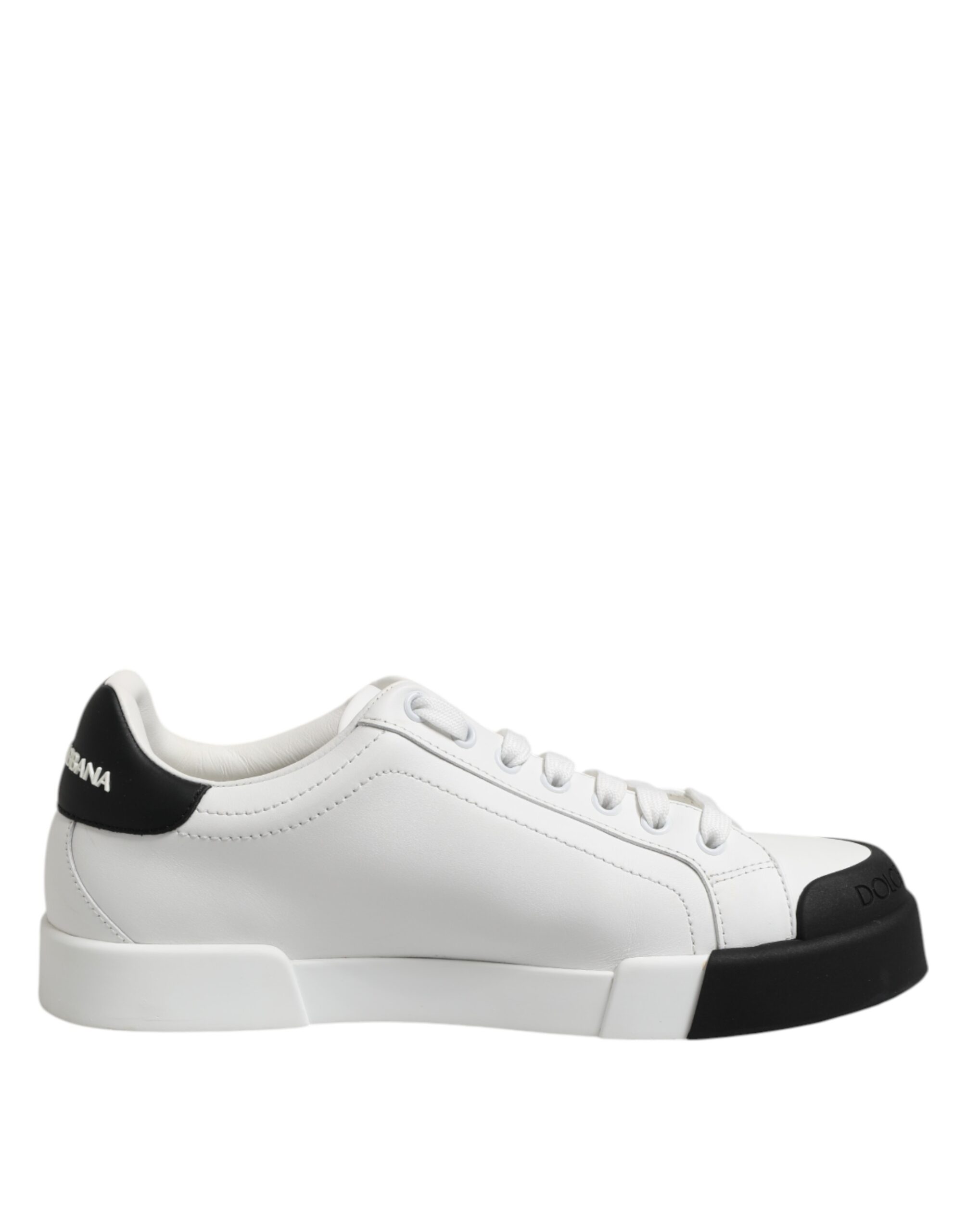 White Black Leather Lace Up Sneakers Shoes