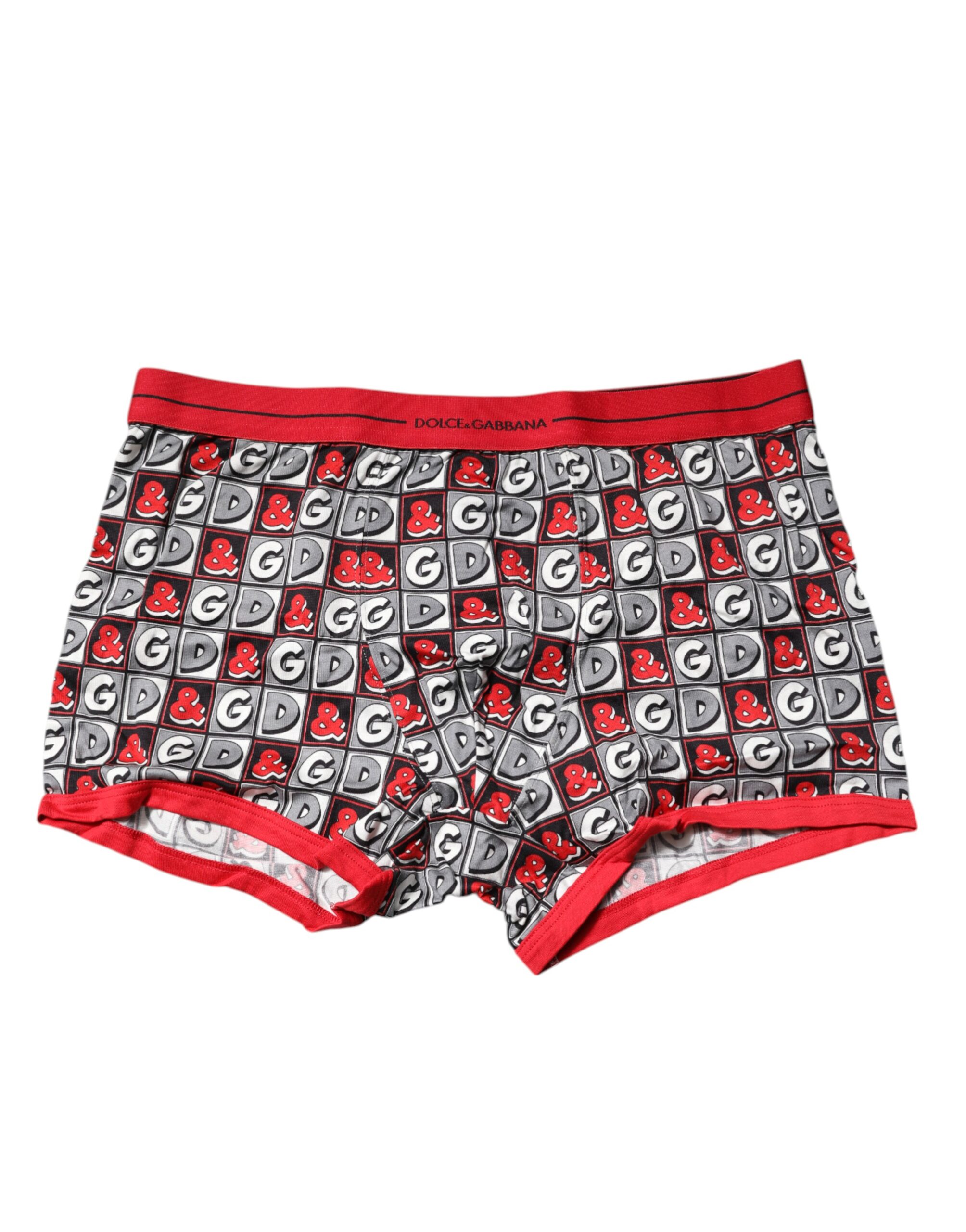 Red Cotton Logo Print Regular Boxer Underwear