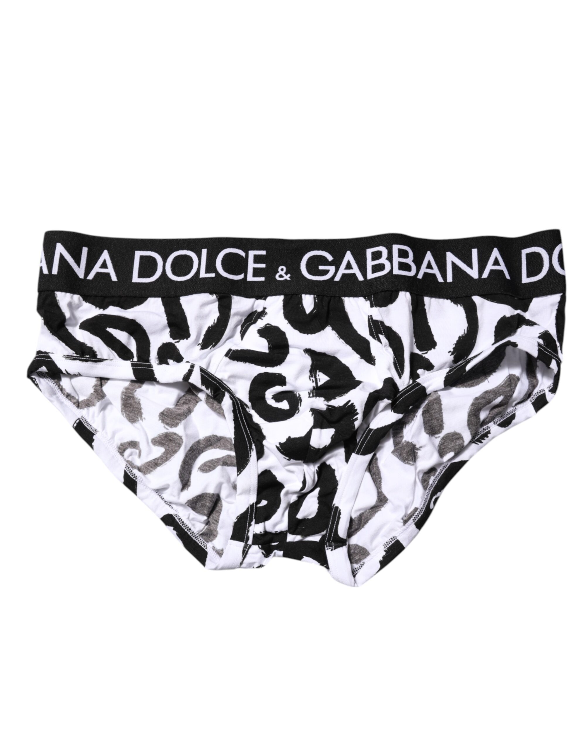Black White Logo Print Regular Brief Underwear