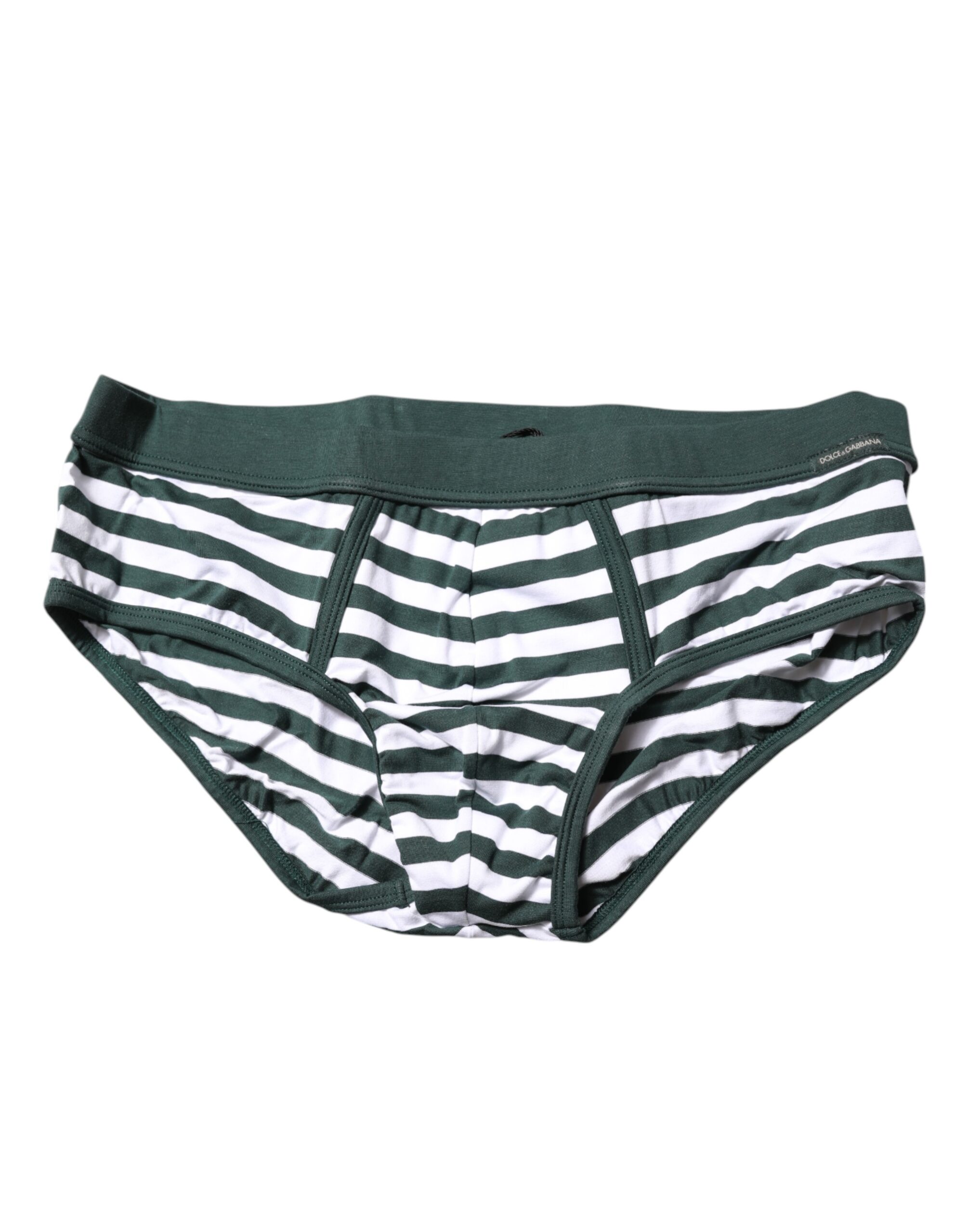 Green White Striped Men Regular Brief Underwear