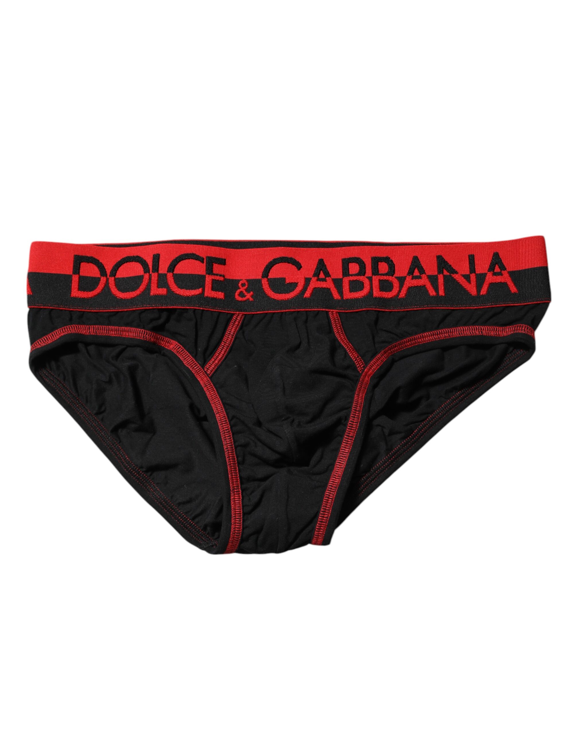 Black Red Logo Cotton Regular Brief Underwear