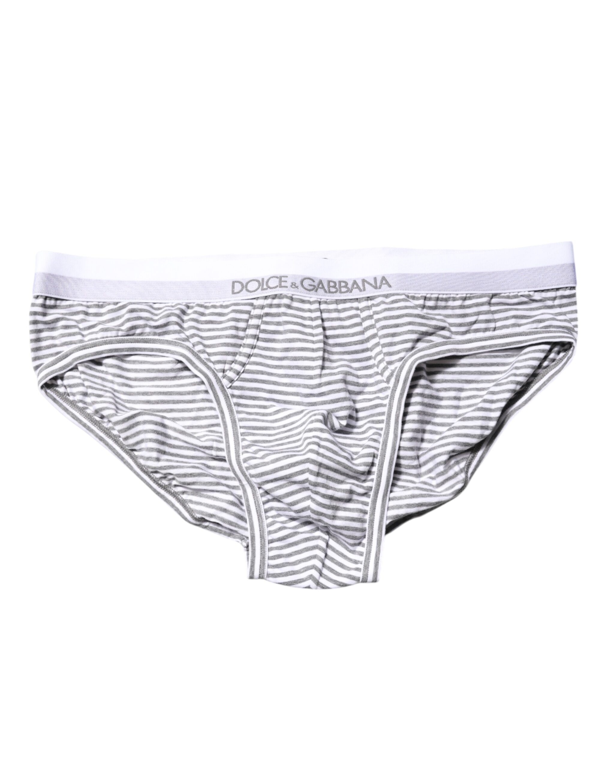Gray White Striped Men Regular Brief Underwear