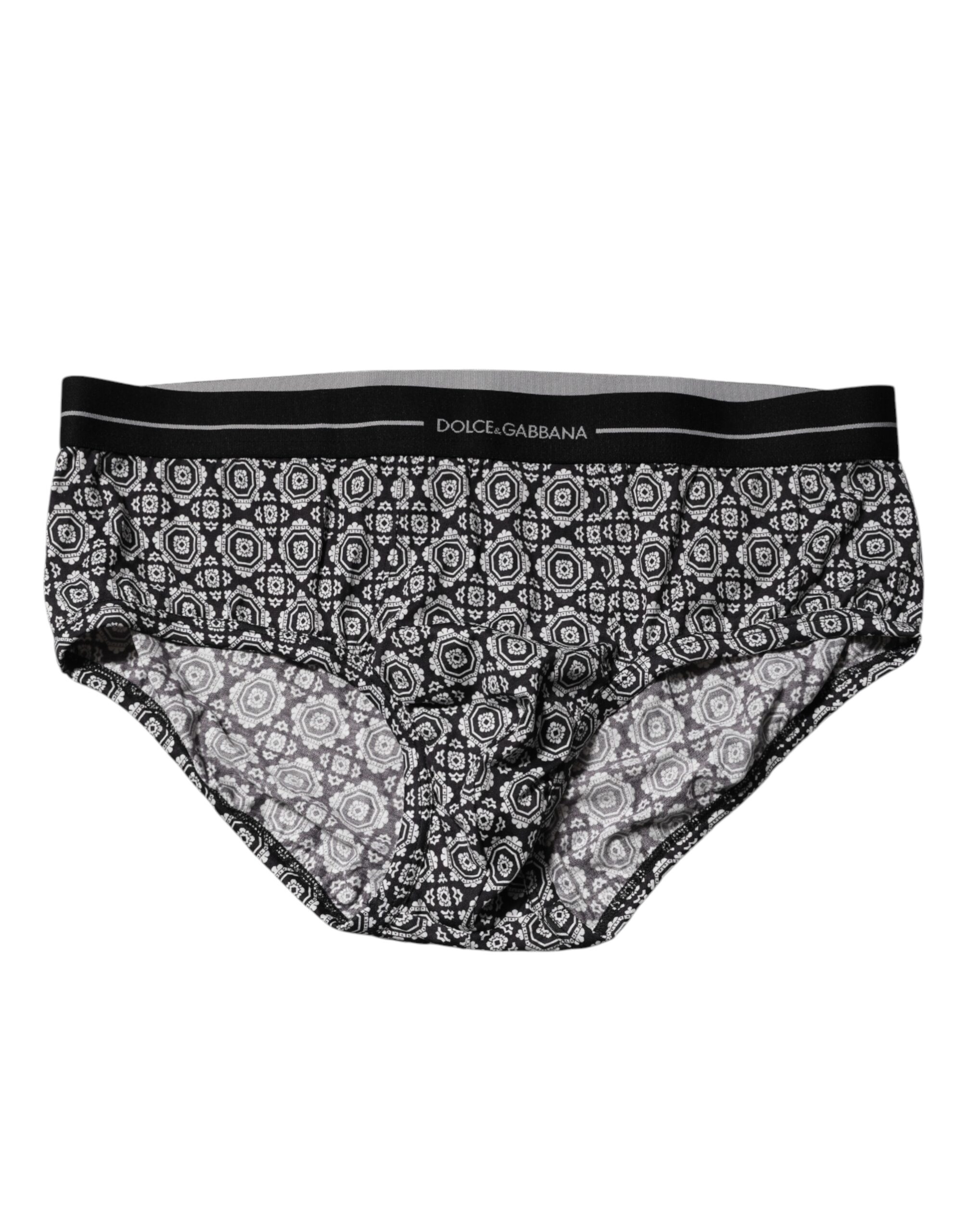 Black White Patterned Regular Brief Underwear