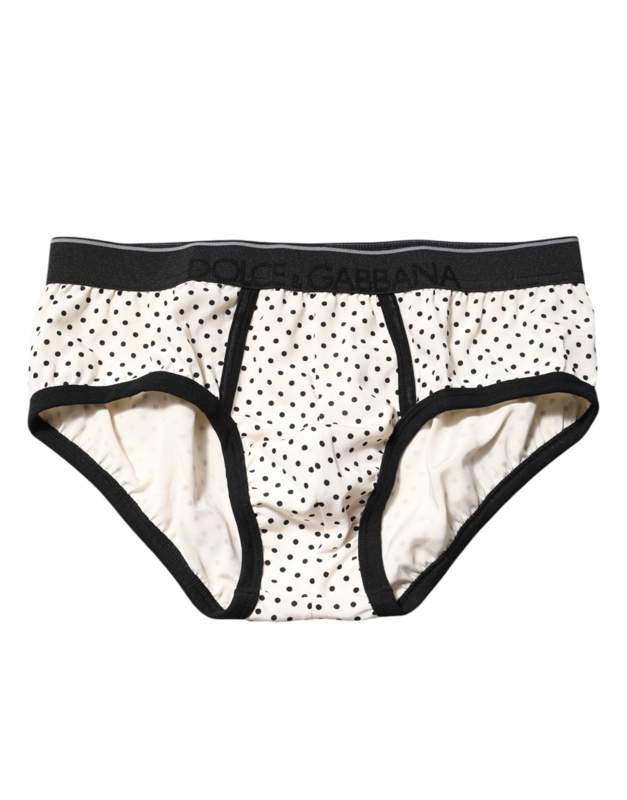 White Polka Dotted Silk Regular Brief Underwear