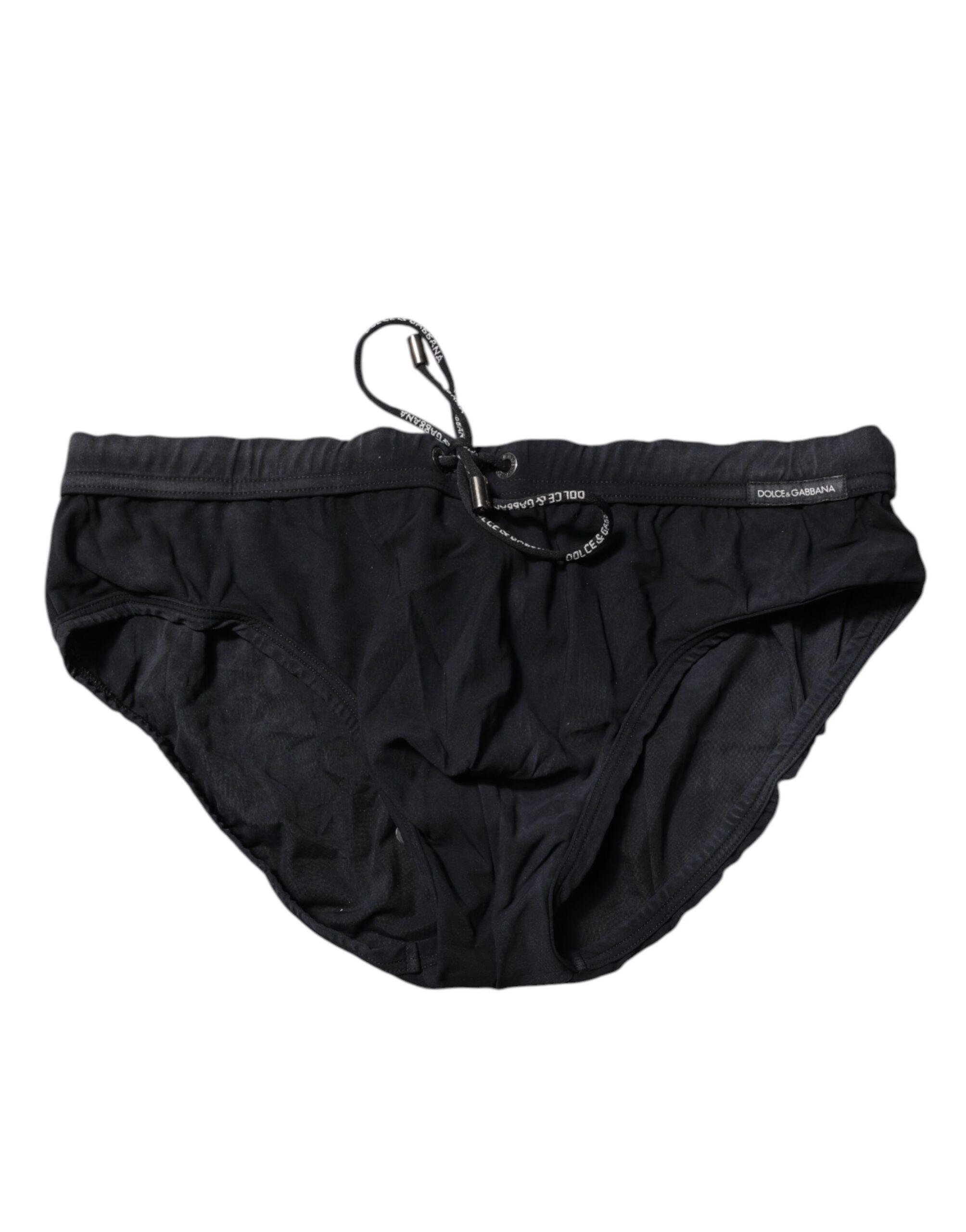 Black Drawstring Men Beachwear Brief Swimwear