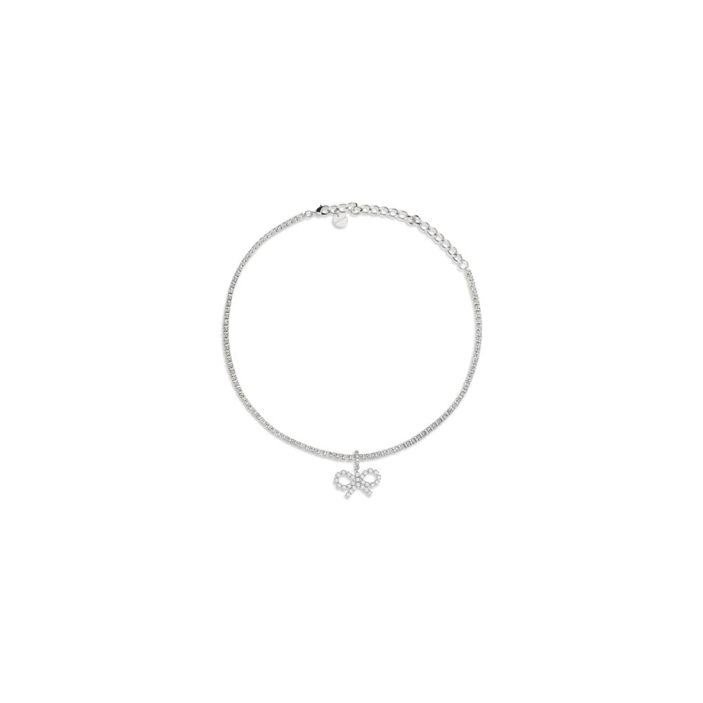 Tennis necklace with bow pendant