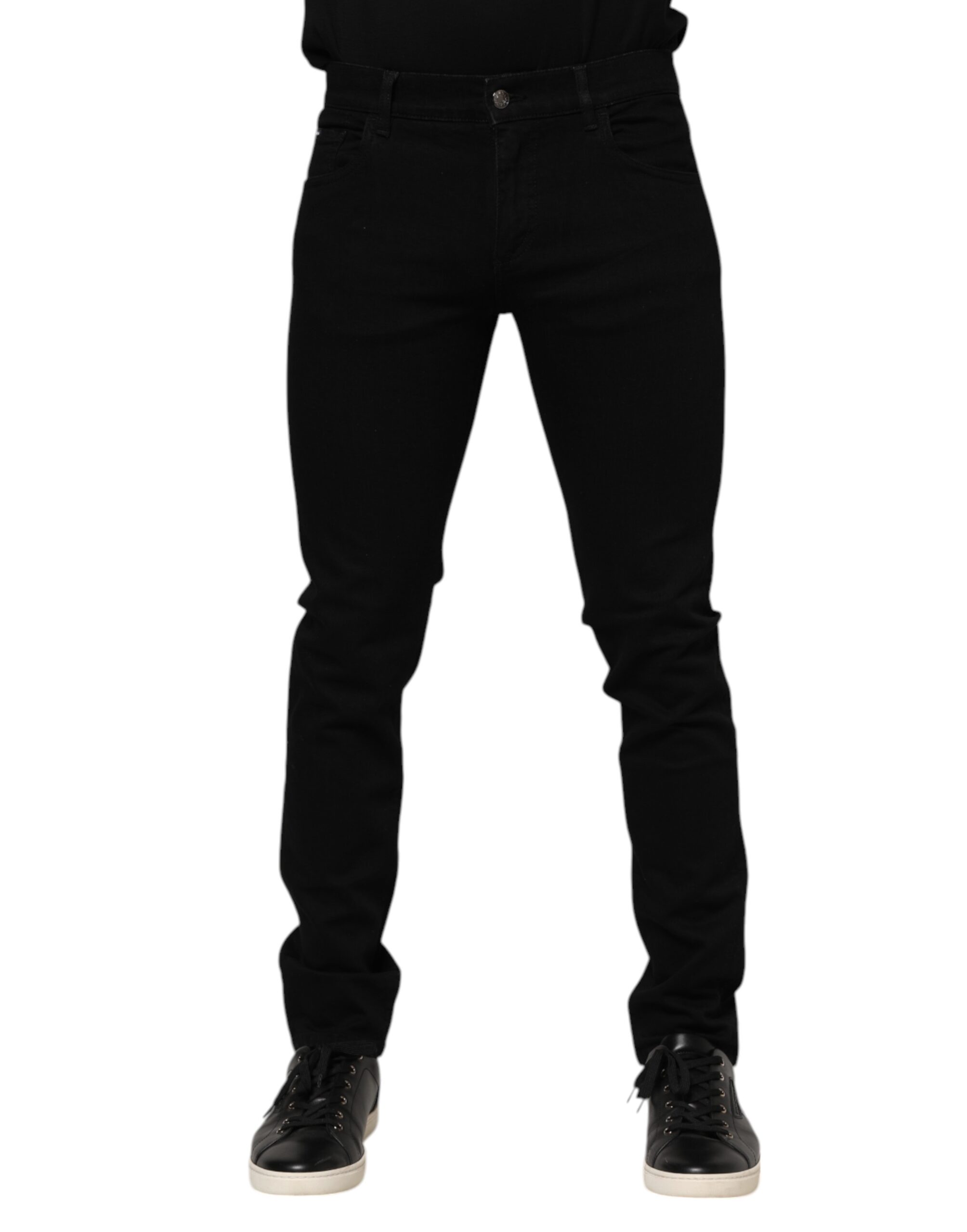 Black Cotton Logo Plaque Skinny Denim Jeans