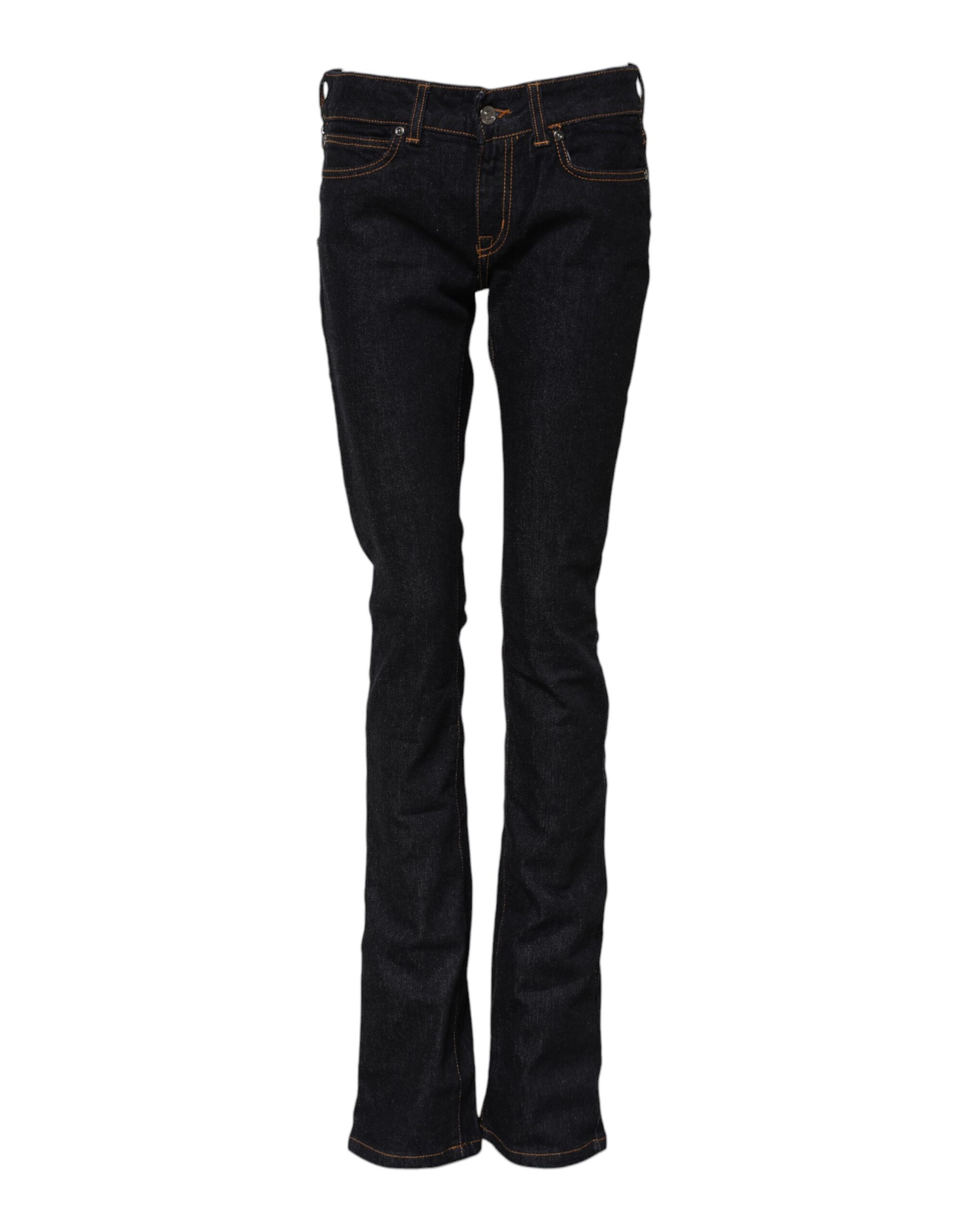 Dark Blue Cotton Mid Waisted Skinny Denim Jeans