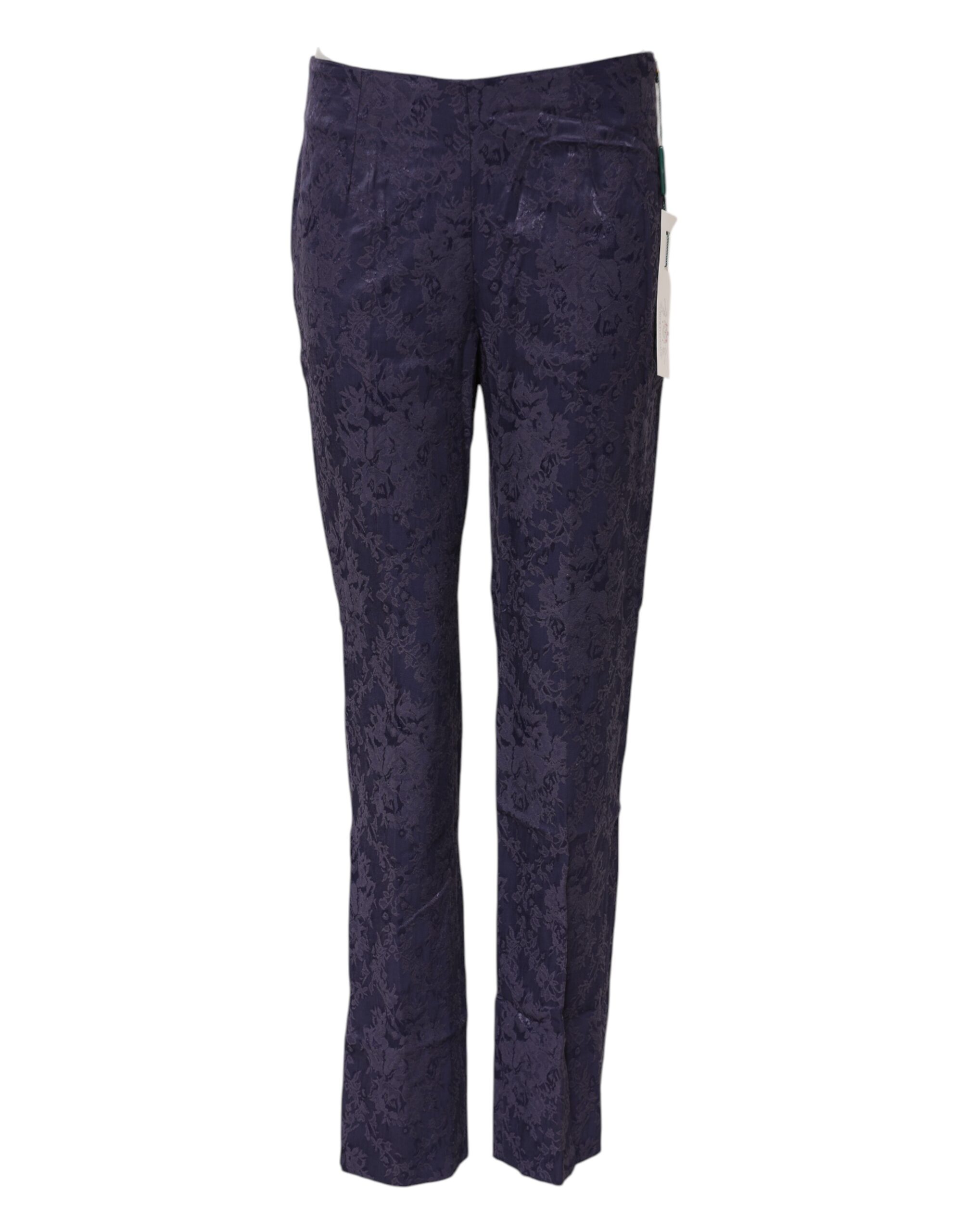 Purple Jacquard High Waisted Pants