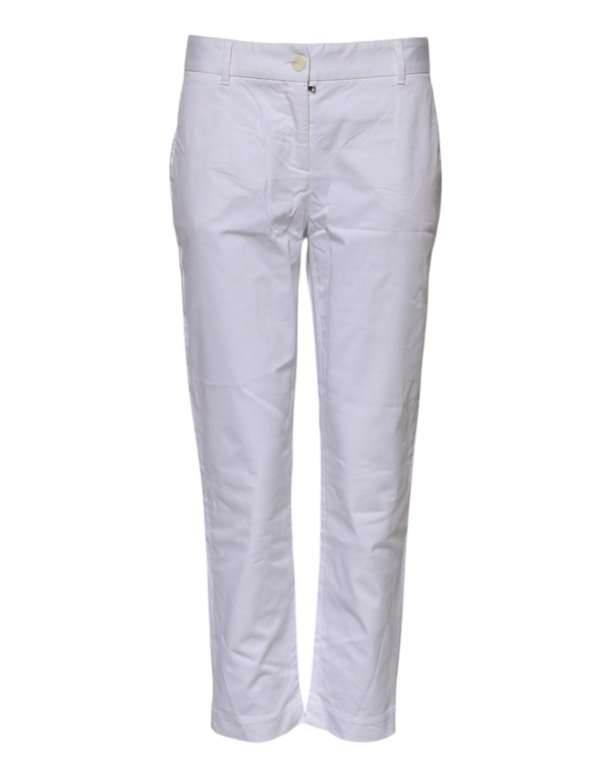 White Cotton Stretch Mid Waist Jeans
