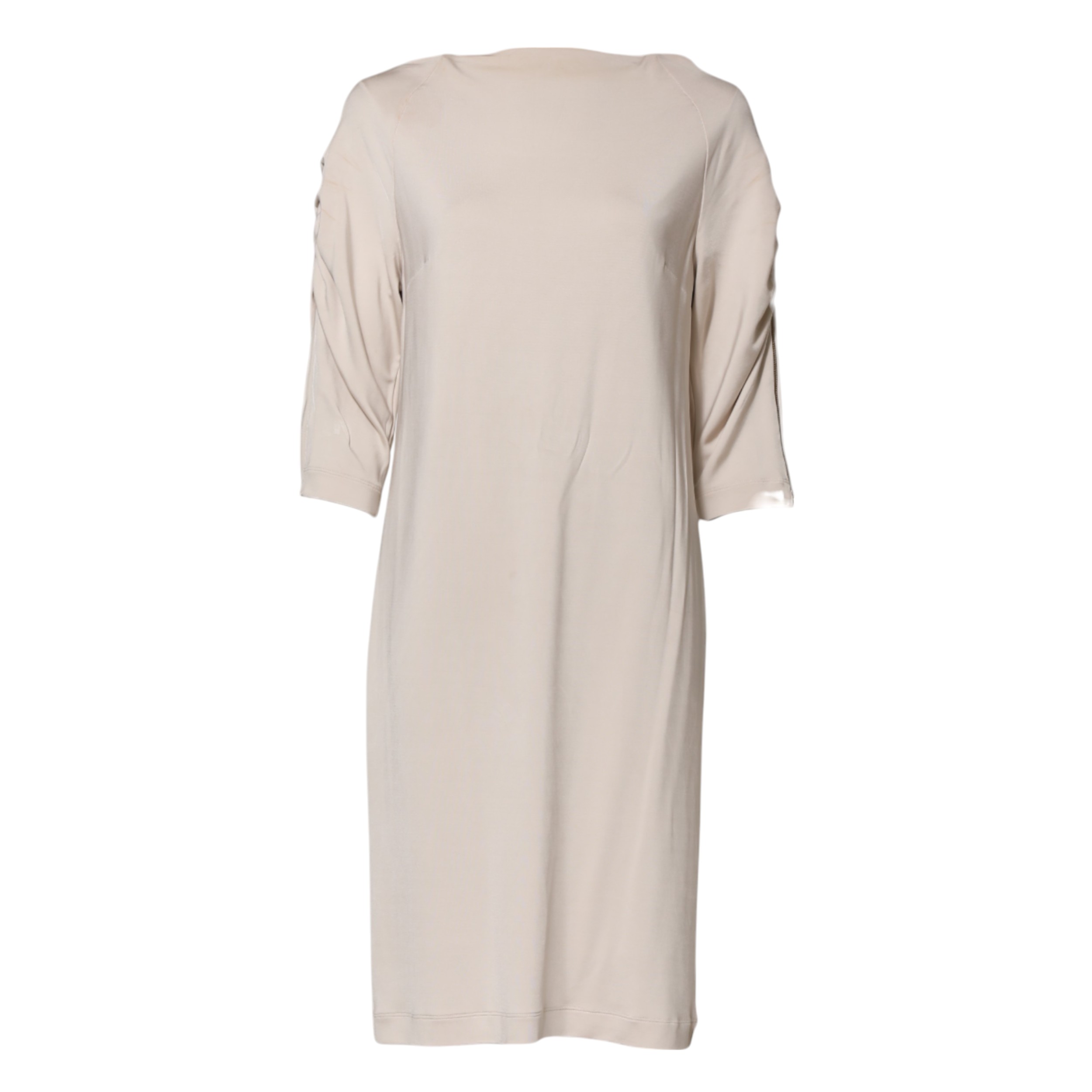 Ivory Viscose Sheath Knee Length Dress