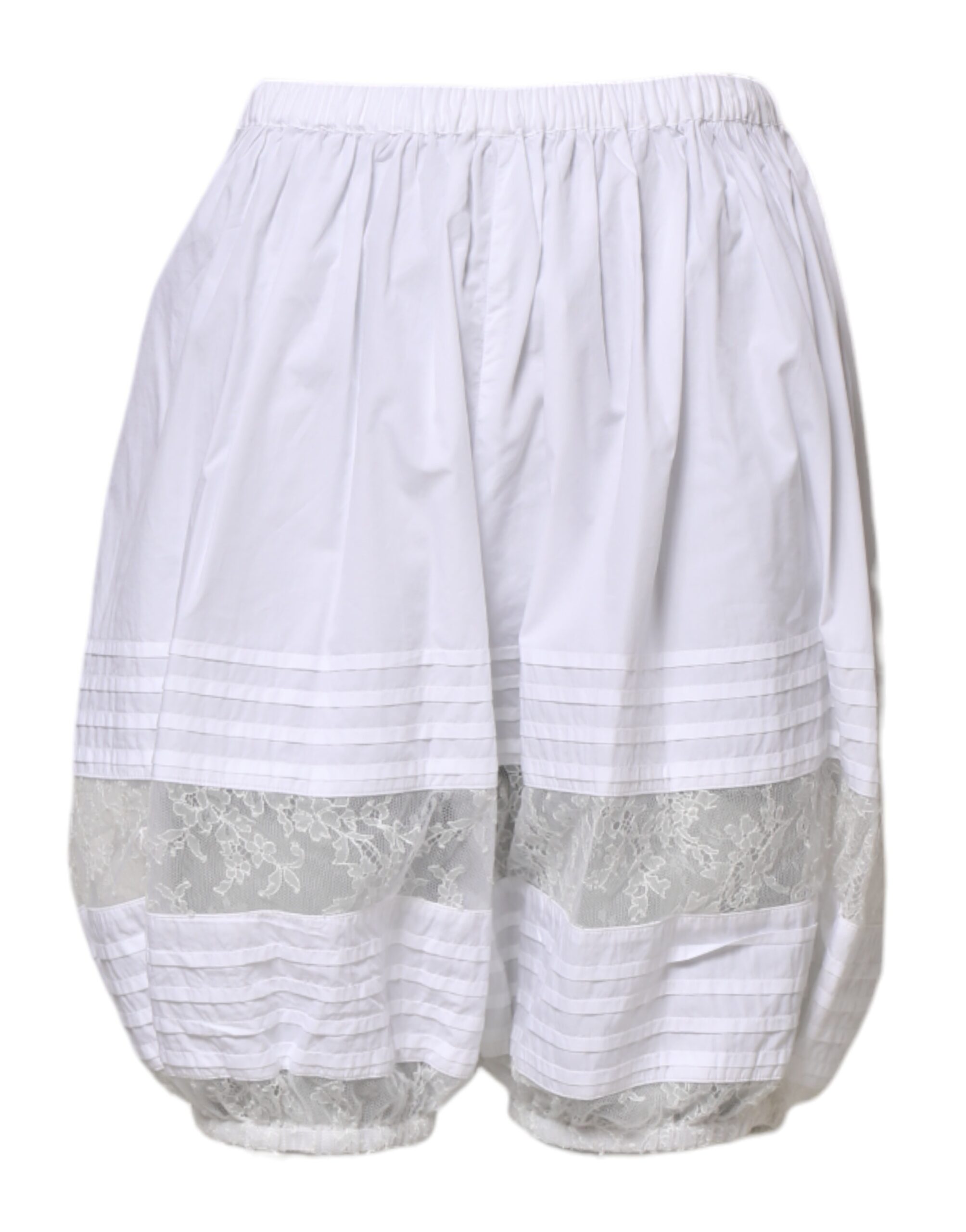 White Lace Paneled Cotton High Waisted Shorts