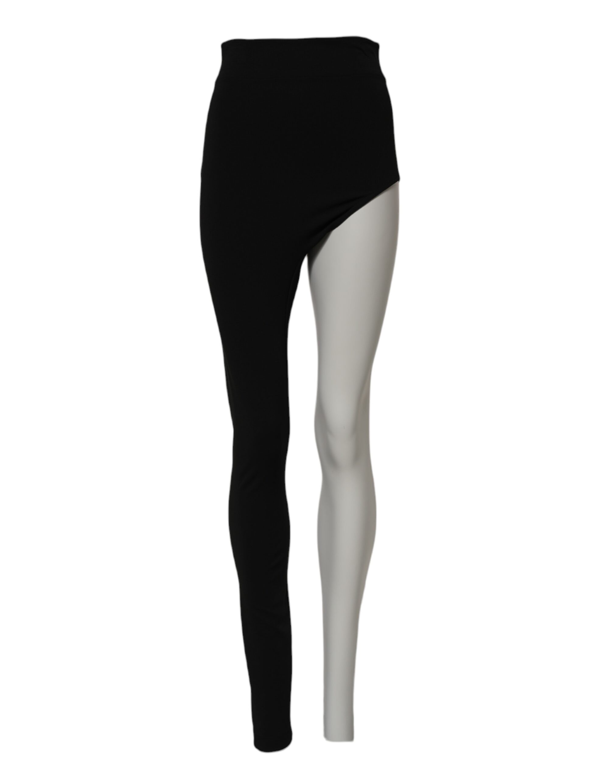 Black Wool High Waist Single Leg Pants