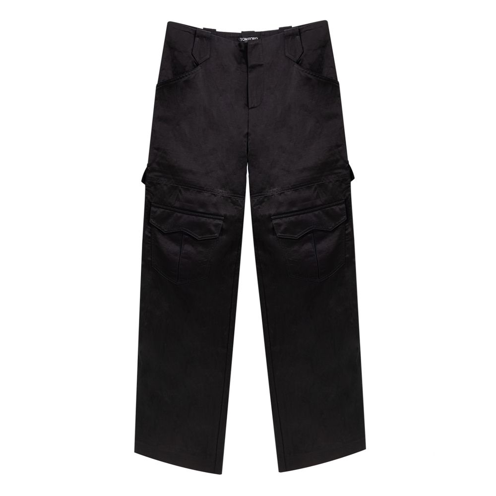 Black Viscose Cargo Pants