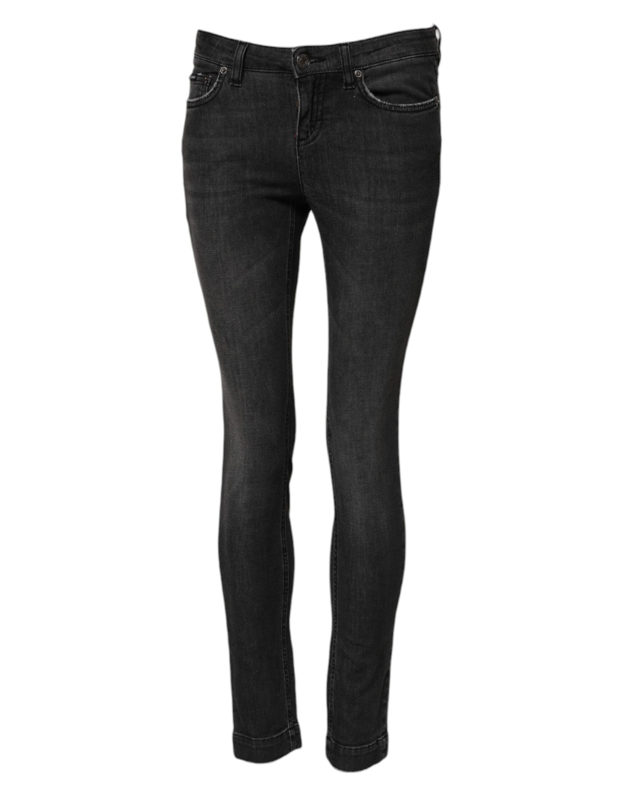 Black Cotton Low Waist Skinny Denim Jeans