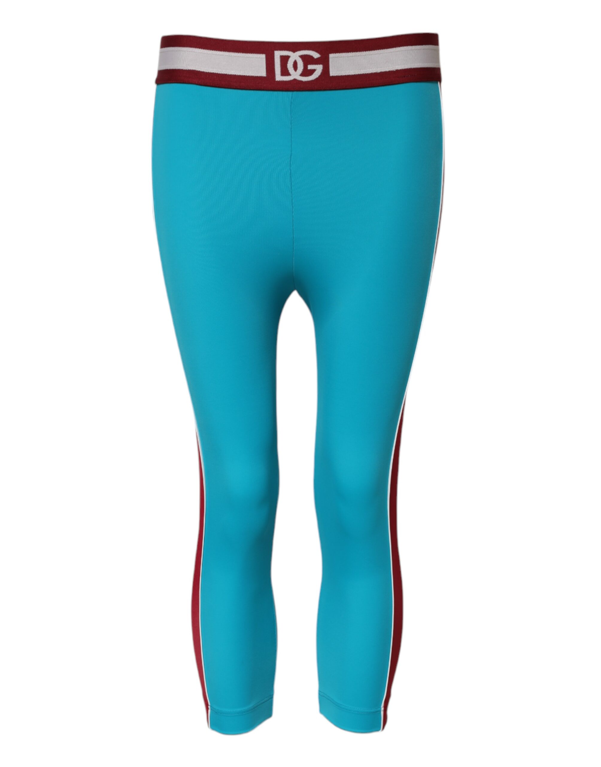 Blue Nylon Slim Fit Cropped Leggings Pants
