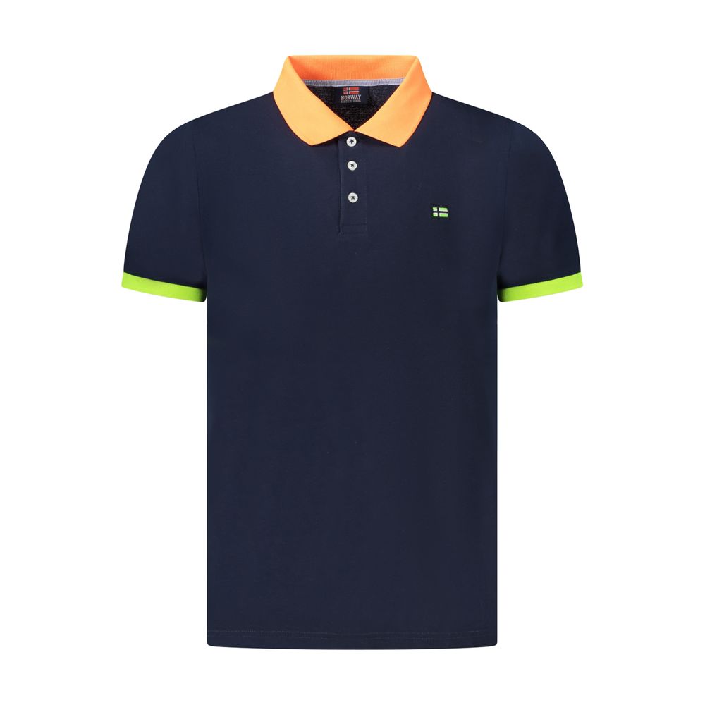 Blue Cotton Men Polo Shirt